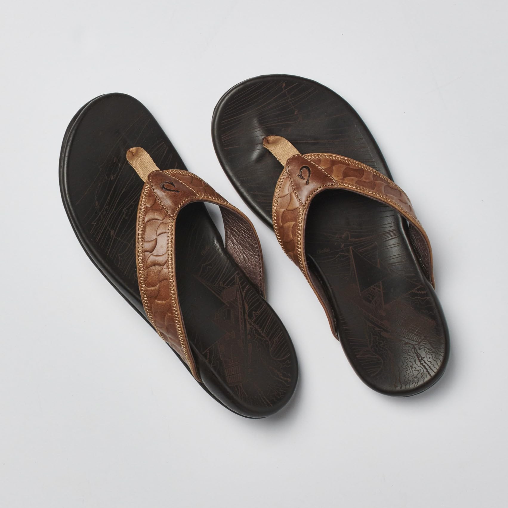 OLUKAI Hikianalia Men's Leather Sandals - Premium Full-Grain Leather, Non-Slip Rubber Sole & Comfortable Molded Footbed - Perfect for Beach, Travel & Summer Outdoor Activities