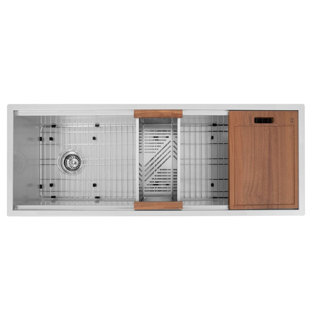 ZLINE 45 Inch Undermount Single Bowl Stainless Steel Kitchen Sink - Satin Finish with Bottom Grid & Accessories (Model SLS 45S) | Perfect for Modern Kitchens, Renovations & Heavy-Duty Cooking