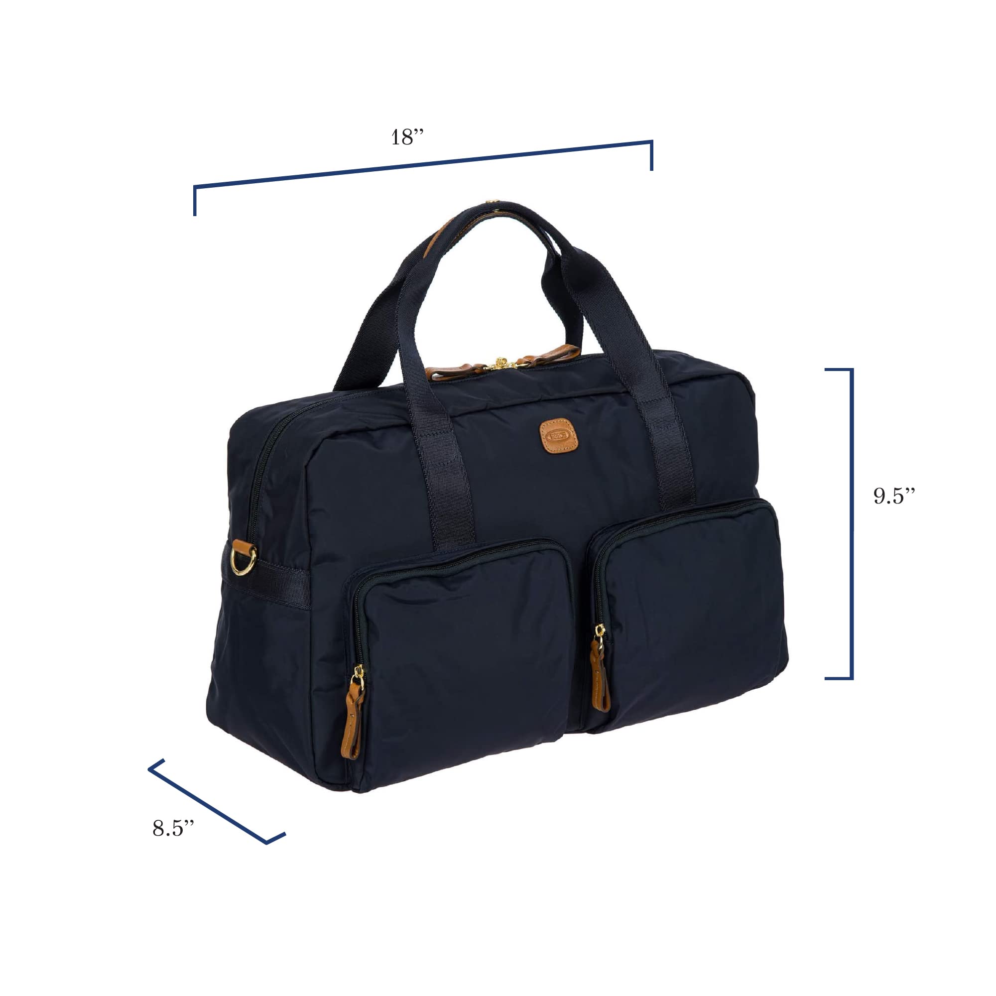 Bric's X-BAG 18-Inch Cargo Duffle Bag - Premium Travel Duffel with Luggage Sleeve - Carry On & Weekender Bag - Durable Satin Nylon - Navy Blue - Perfect for Business Trips, Gym & Weekend Getaways
