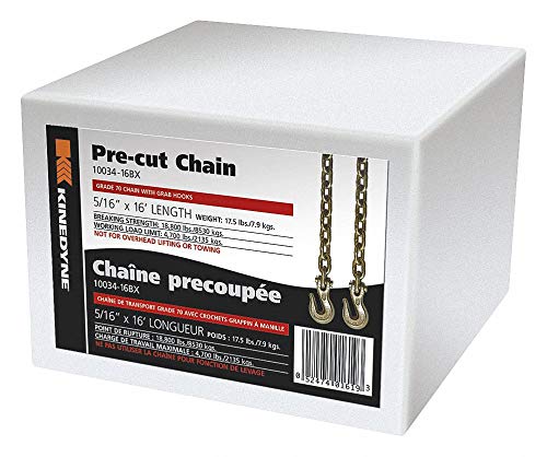 Heavy Duty Transport Chain 4700 LB Capacity 16 Feet x 5/16 Inch - Secure Cargo, Towing, Trailers & Construction Equipment