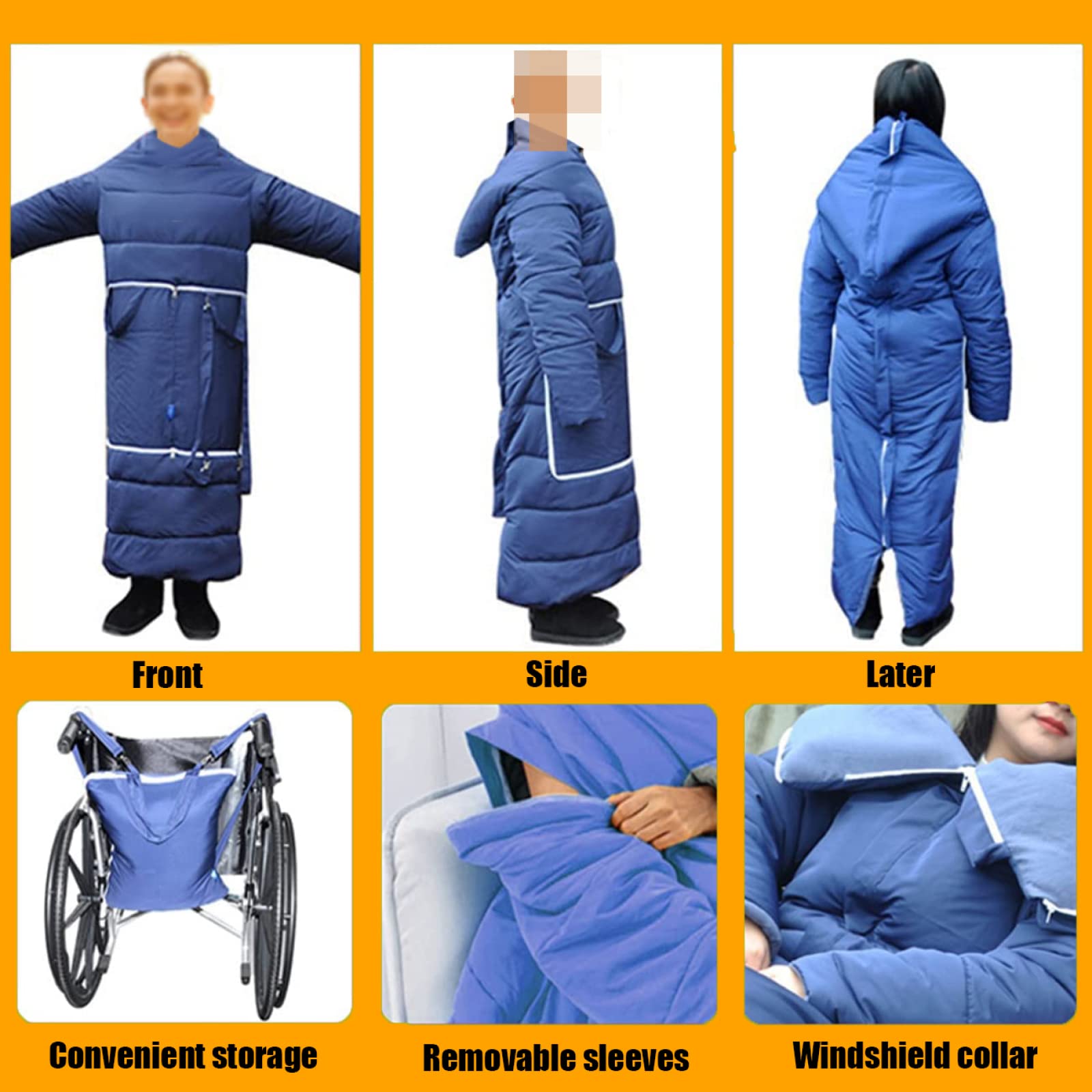 Waterproof Wheelchair Blanket for Adults - 200x150cm Winter Heating Knee Blanket, Warm Removable Leisure Coat to Keep Body Warm - Perfect for Outdoor Activities, Travel, and Home Use