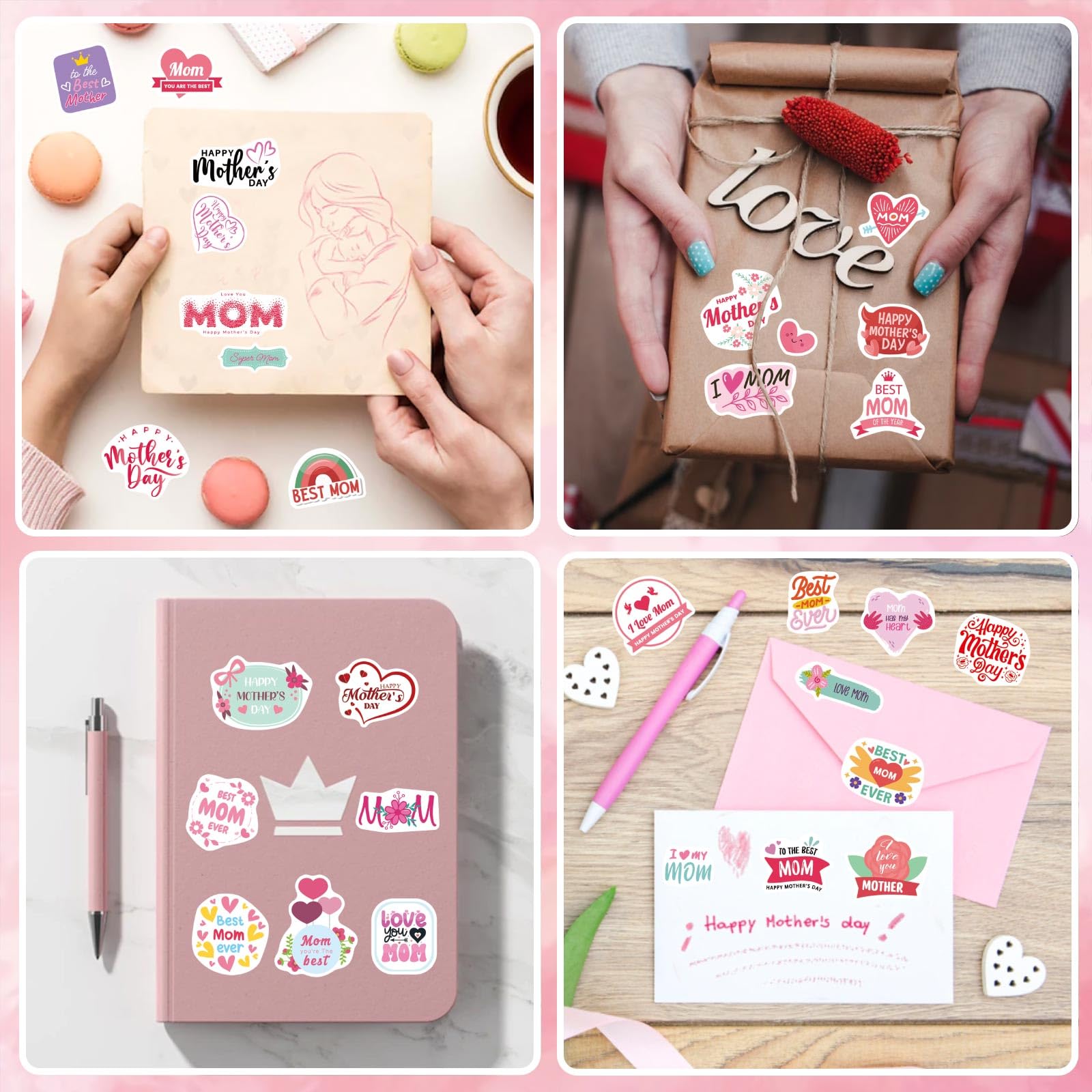 321Pcs Happy Mother's Day Stickers - Cute Mom Stickers for Scrapbooking, DIY Cards, Gift Wrapping & Journaling - Perfect Mothers Day Gift Labels & Decoration