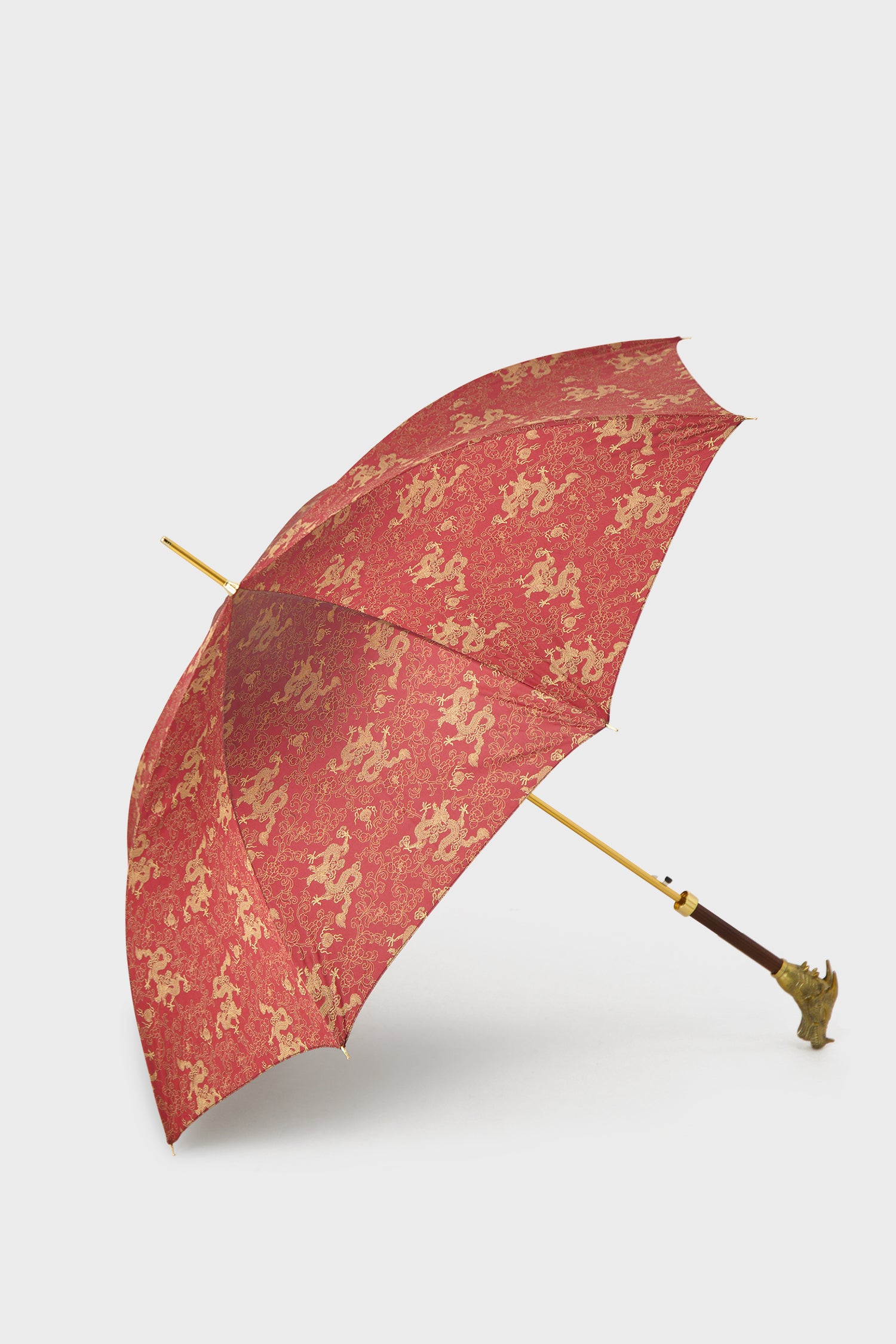 Pasotti Luxury Burgundy & Gold Dragon Design Umbrella - Windproof & Waterproof for Men & Women - Perfect for Weddings, Parties & Fashion Events