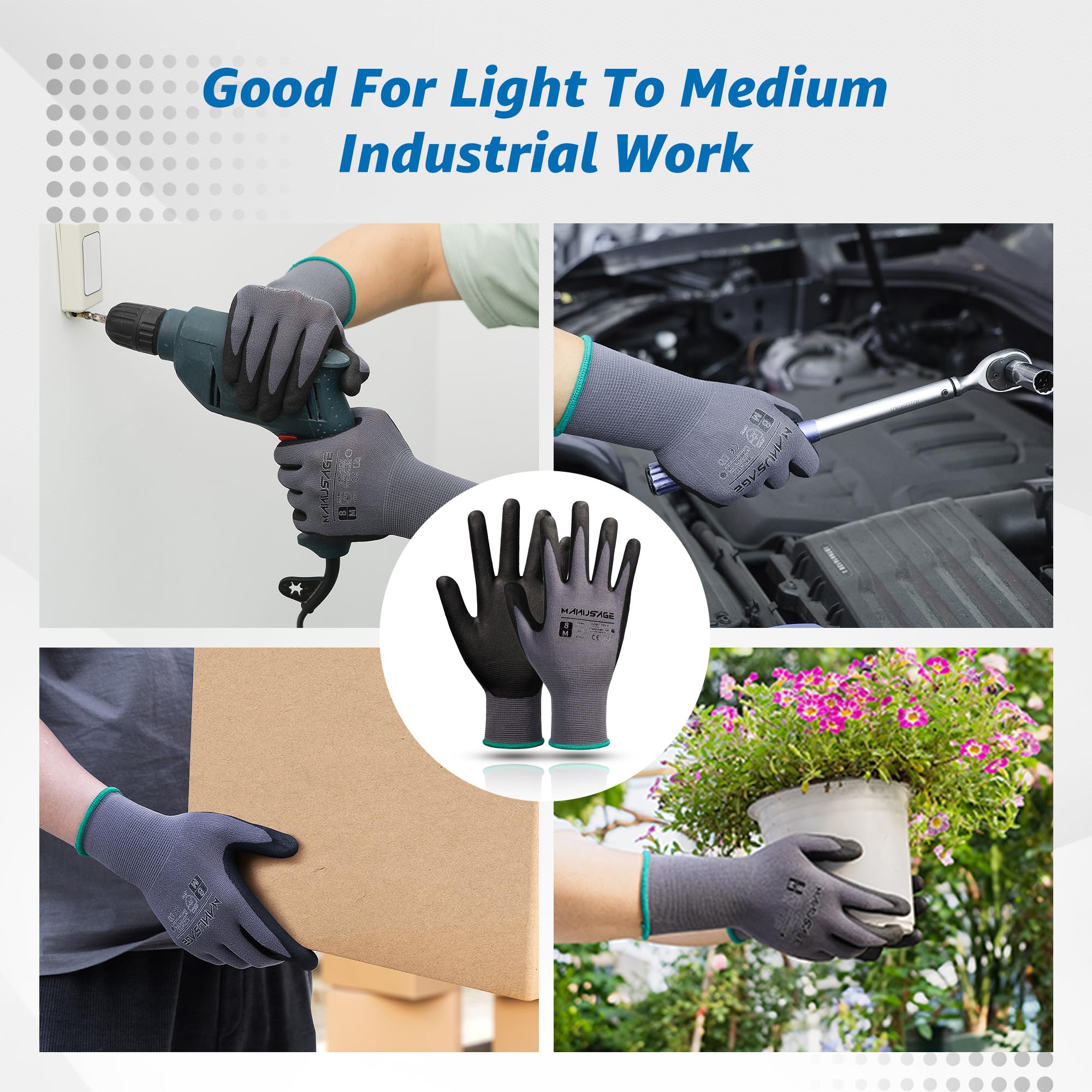 Nitrile Coated Work Gloves - MicroFoam Grip for Construction, Gardening & DIY Projects | Durable Safety Gloves for Men & Women