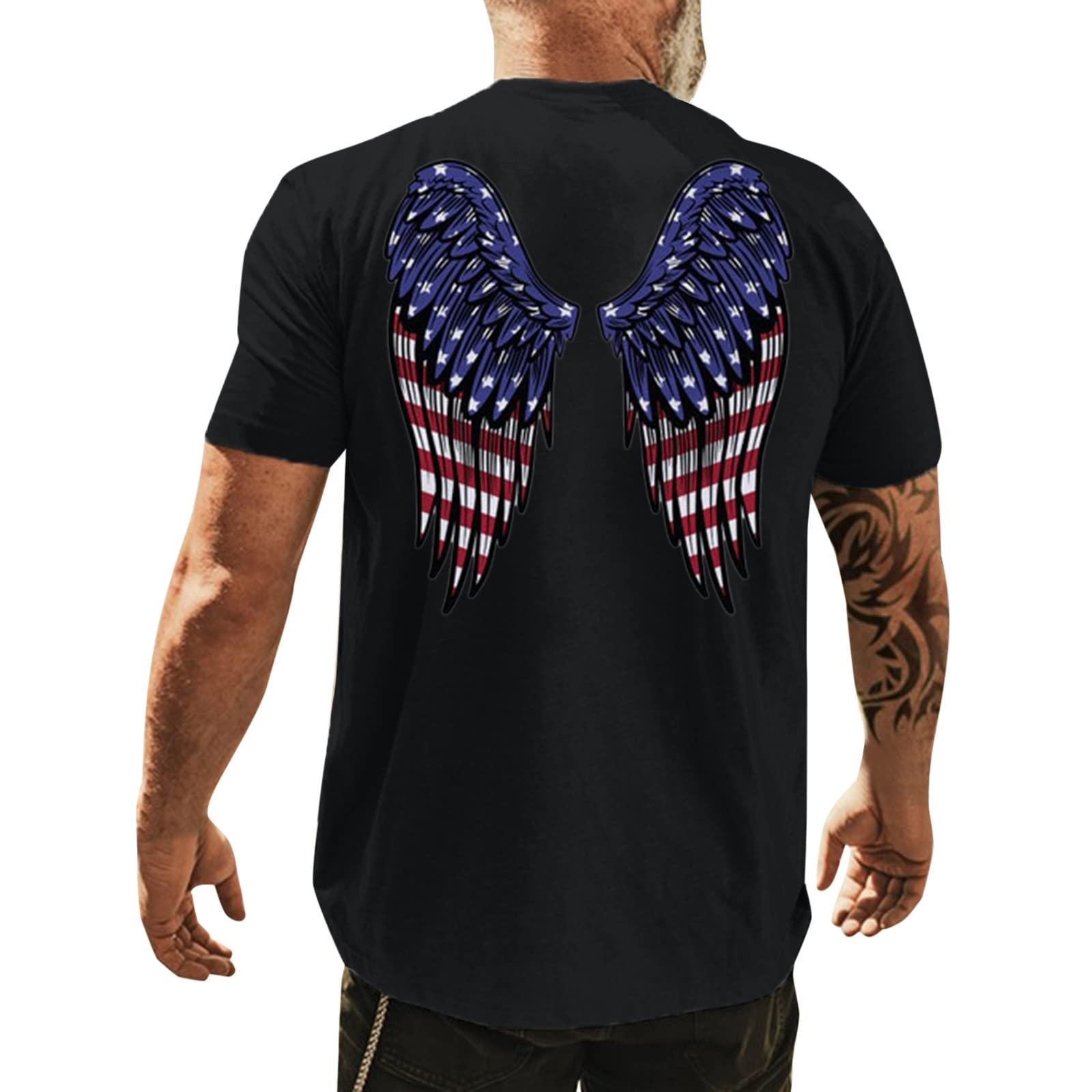 Distressed Casual Round Neck T-Shirt for Men - Summer & Independence Day Comfort Fit Tee - Perfect for Outdoor Activities, Beach Trips, and Casual Wear