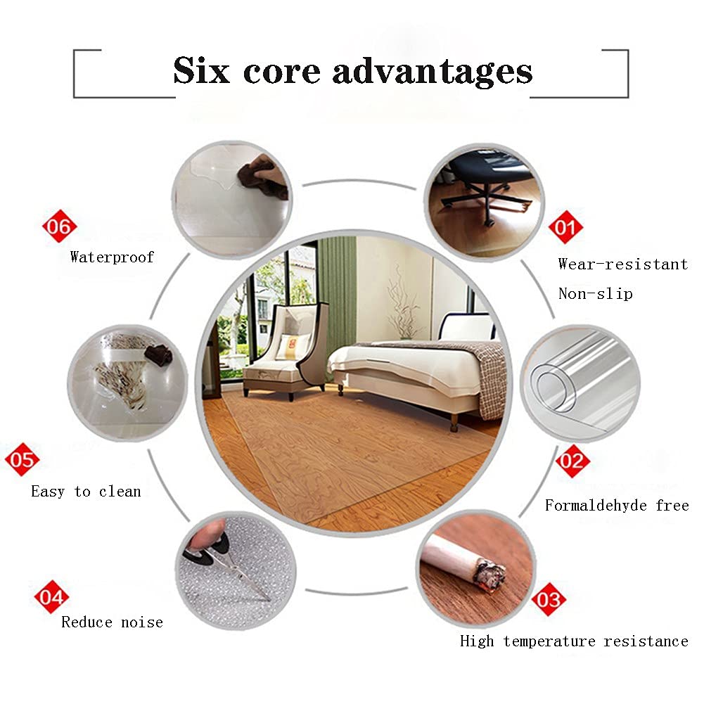 1.5mm Clear PVC Tablecloth - Non-Slip Wipeable Protective Mat for Dining Table, Desk, Coffee Table & Shoe Cabinet (80x120cm) | Waterproof & Scratch-Resistant Surface Protector for Home & Office Use