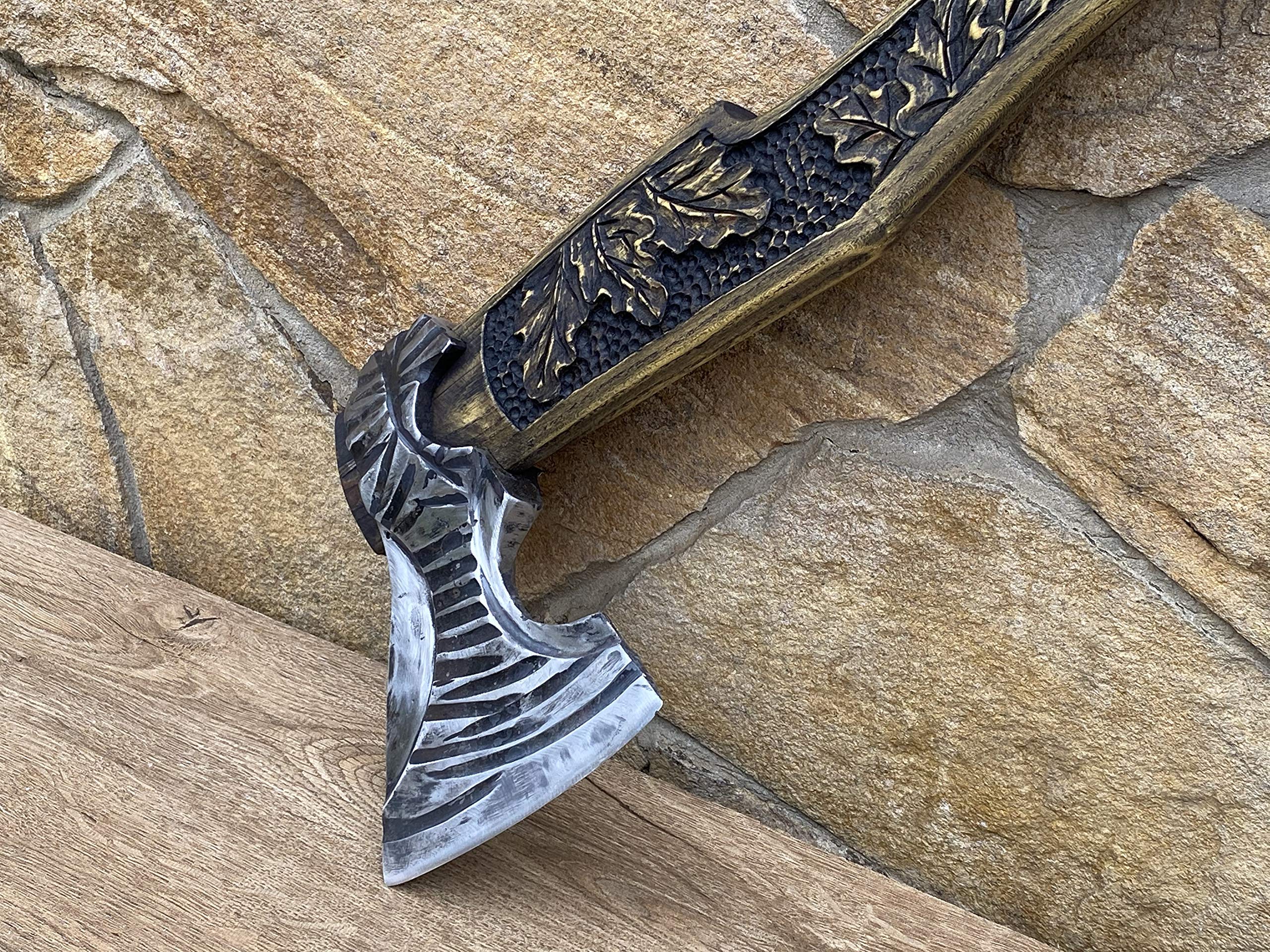 Handcrafted Wolf Head Axe - Unique Gift for Men, Christmas Present, Birthday Gift - Perfect for Outdoor Adventures, Camping & Survival Gear