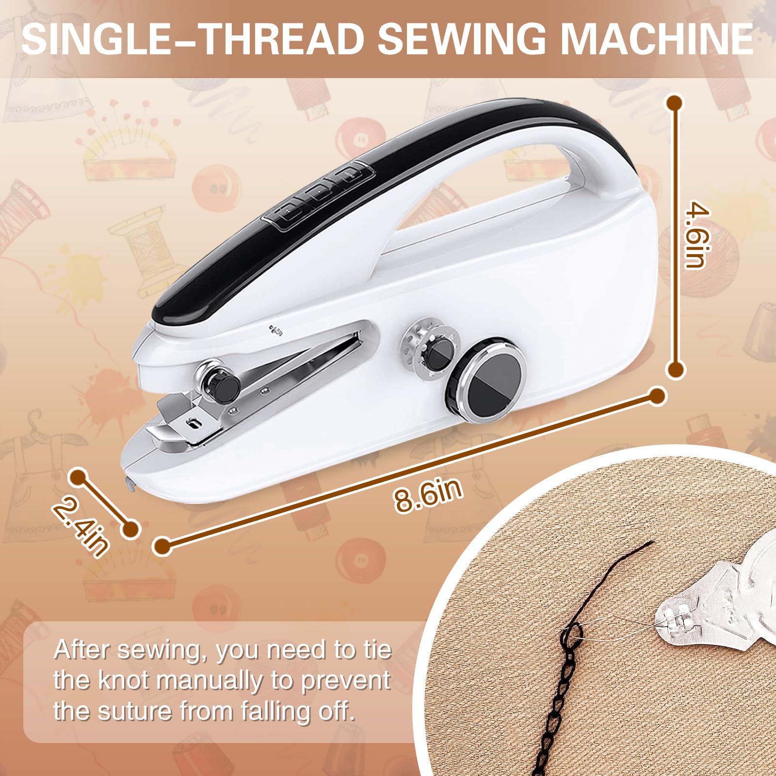 Portable Handheld Sewing Machine for Beginners - Mini Electric Sewing Kit with Quick Stitch Function - Perfect for Home Repairs, Travel, Emergency Fixes & DIY Craft Projects