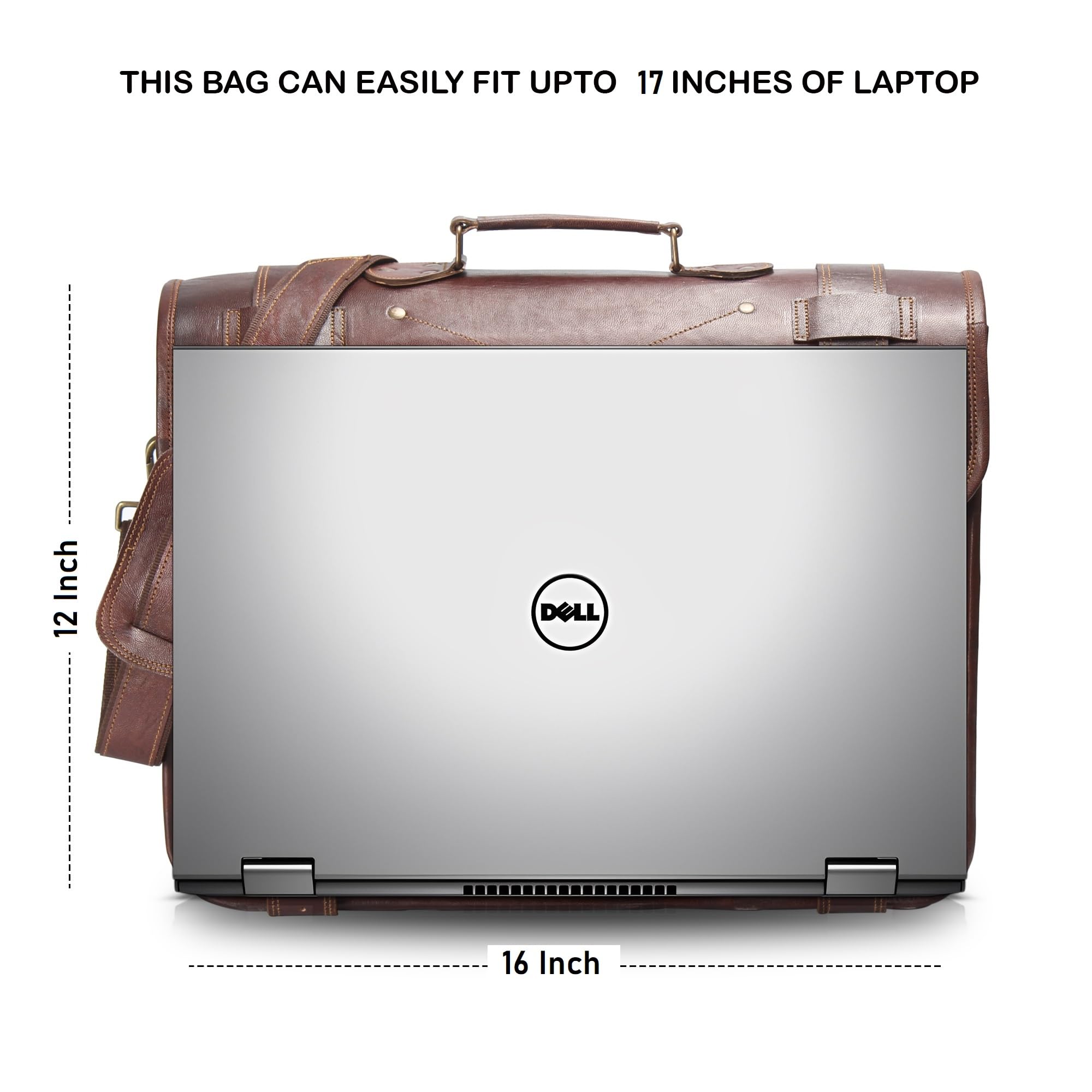 Premium Full Grain Leather Messenger Bag for Men - Durable Genuine Leather Laptop Briefcase & Business Satchel - Perfect for Office, Travel & Daily Commute