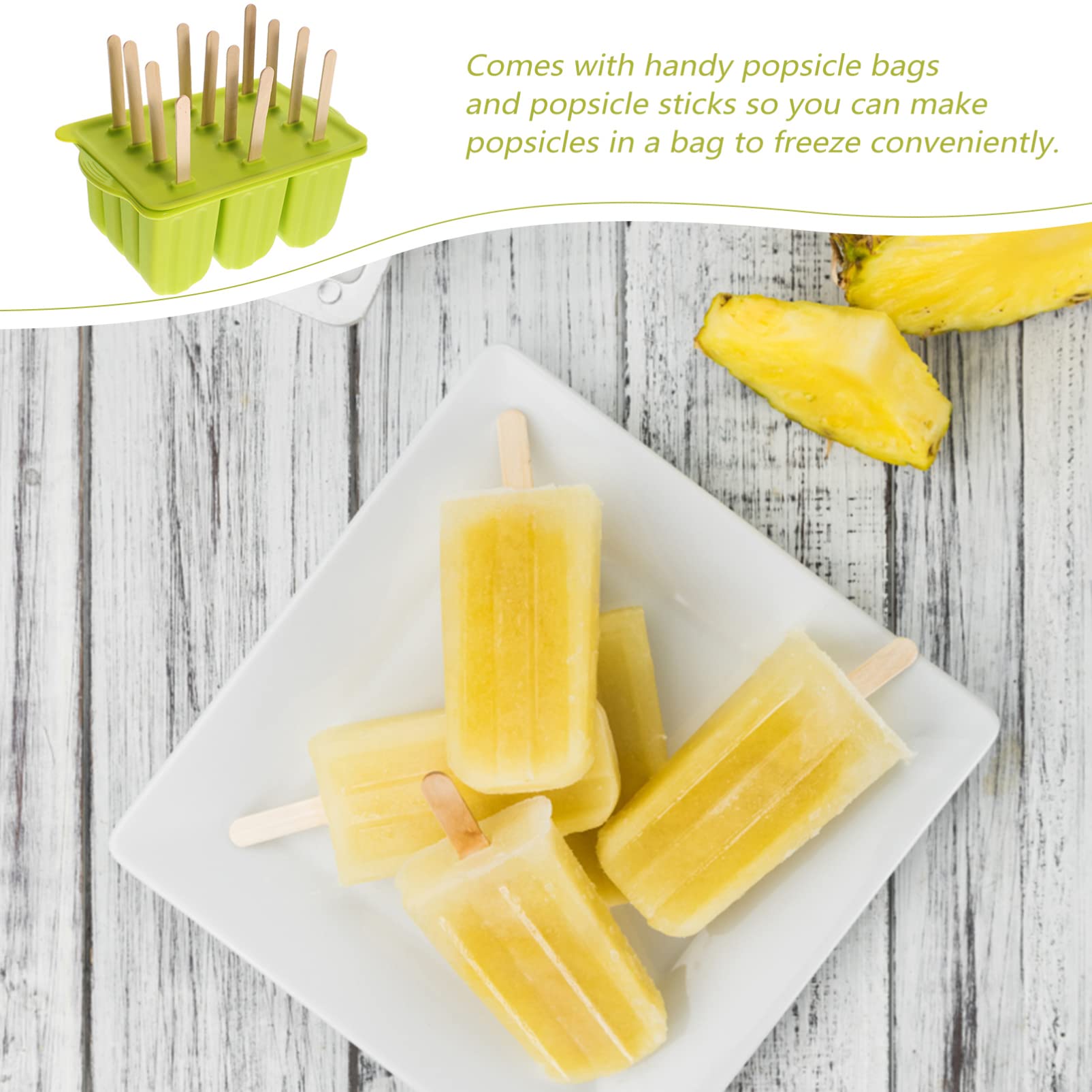 DOITOOL Reusable Silicone Ice Pop Molds for Homemade Popsicles - Includes Bags, Sticks, Funnel & Cleaning Brush (Green) - Perfect for Summer Treats, Kids Snacks & Party Desserts