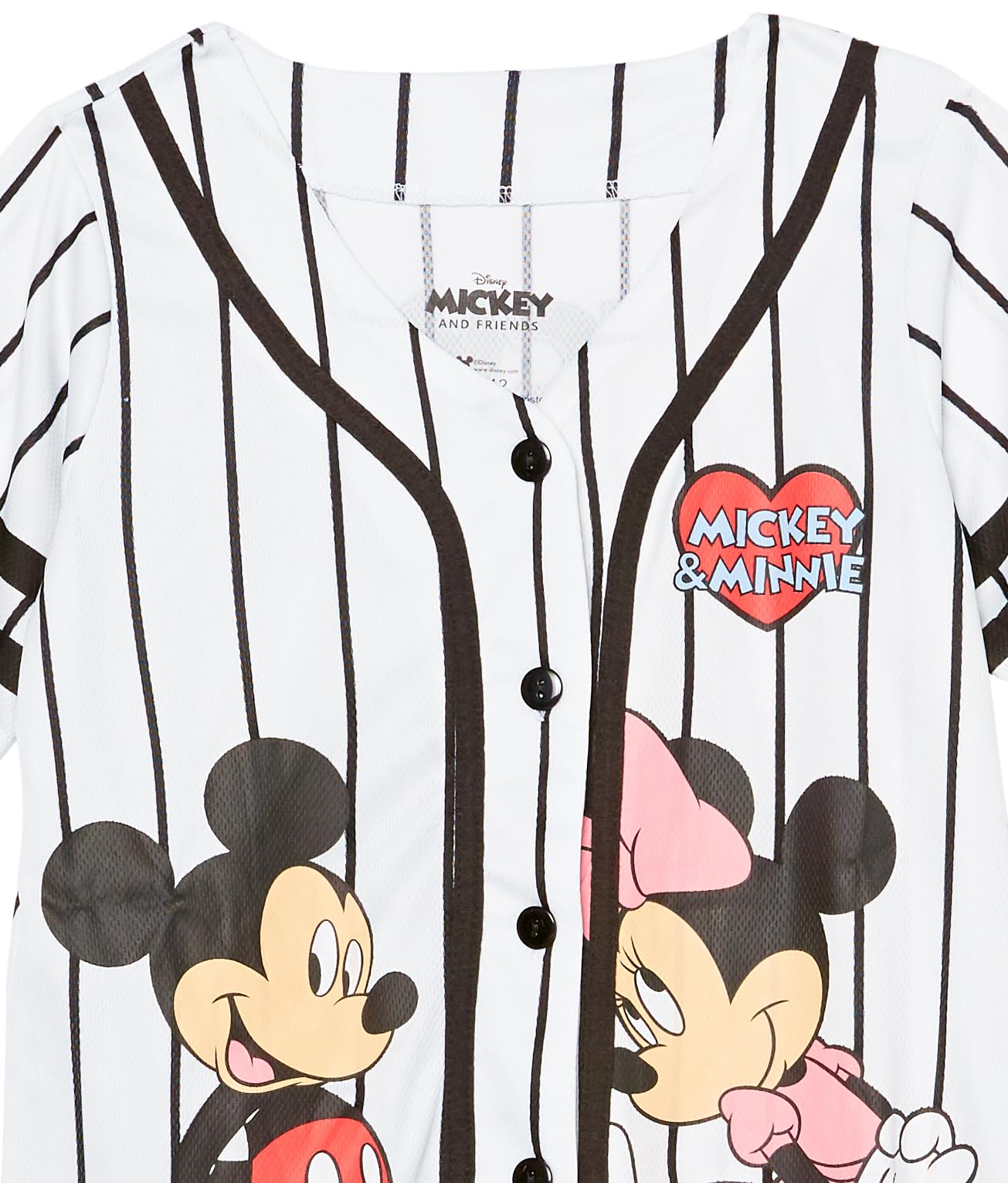 Disney Girls Mickey & Minnie Mouse Baseball Jersey - Cute Mesh Button Down Shirt for Toddler & Kids | Perfect for Birthday Parties, Halloween Costumes & Disney Theme Outfits