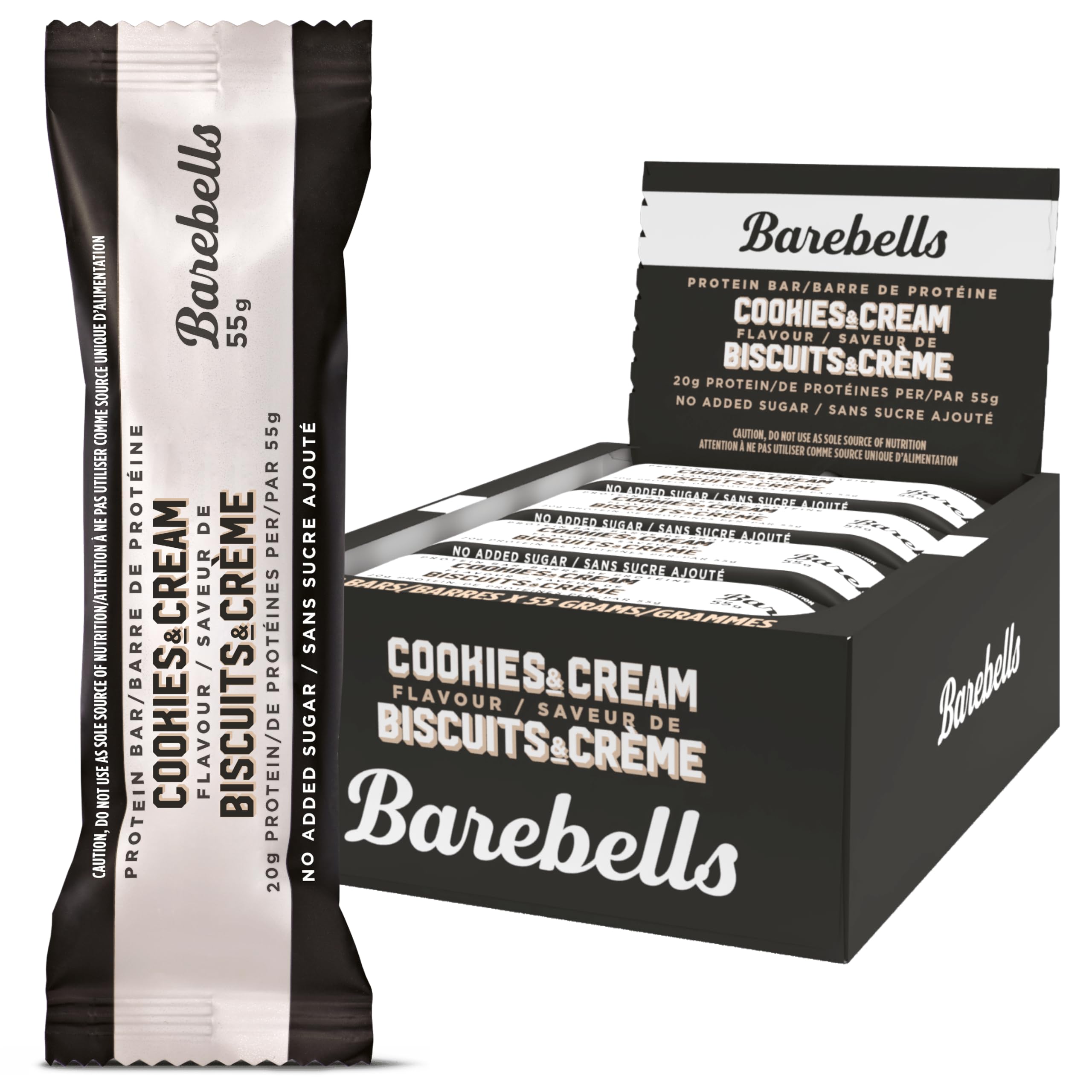 Barebells Protein Bars Cookies & Cream - 12 Count (Pack of 2) | 20g High Protein, Low Sugar (1g) Chocolate Protein Snack Bars | Perfect for On-The-Go, Post-Workout & Healthy Breakfast