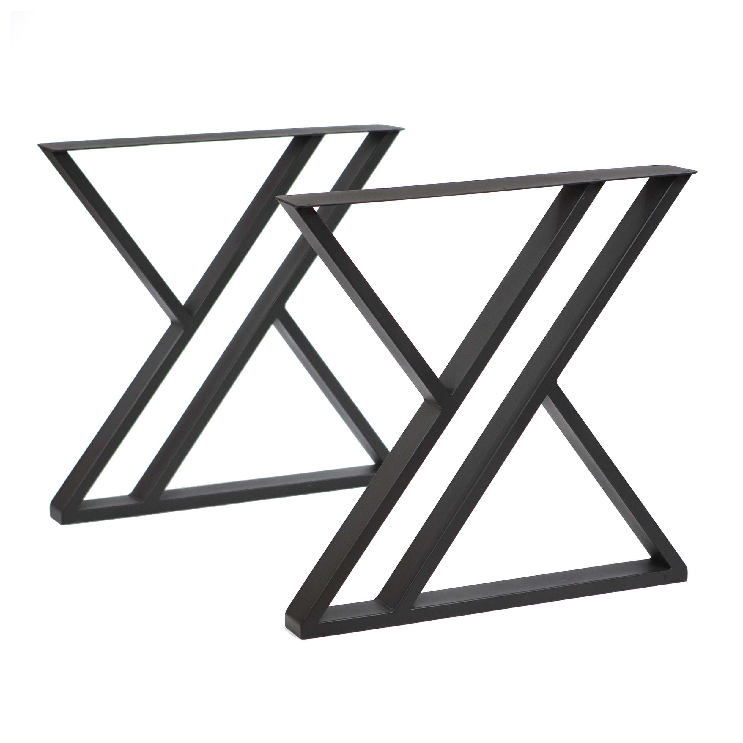 SS1110 Double Z Dining Table Legs - Black Powder Coated Metal Table Base (1 Pair) - Perfect for Modern Kitchen, Restaurant & Home Dining Room Furniture