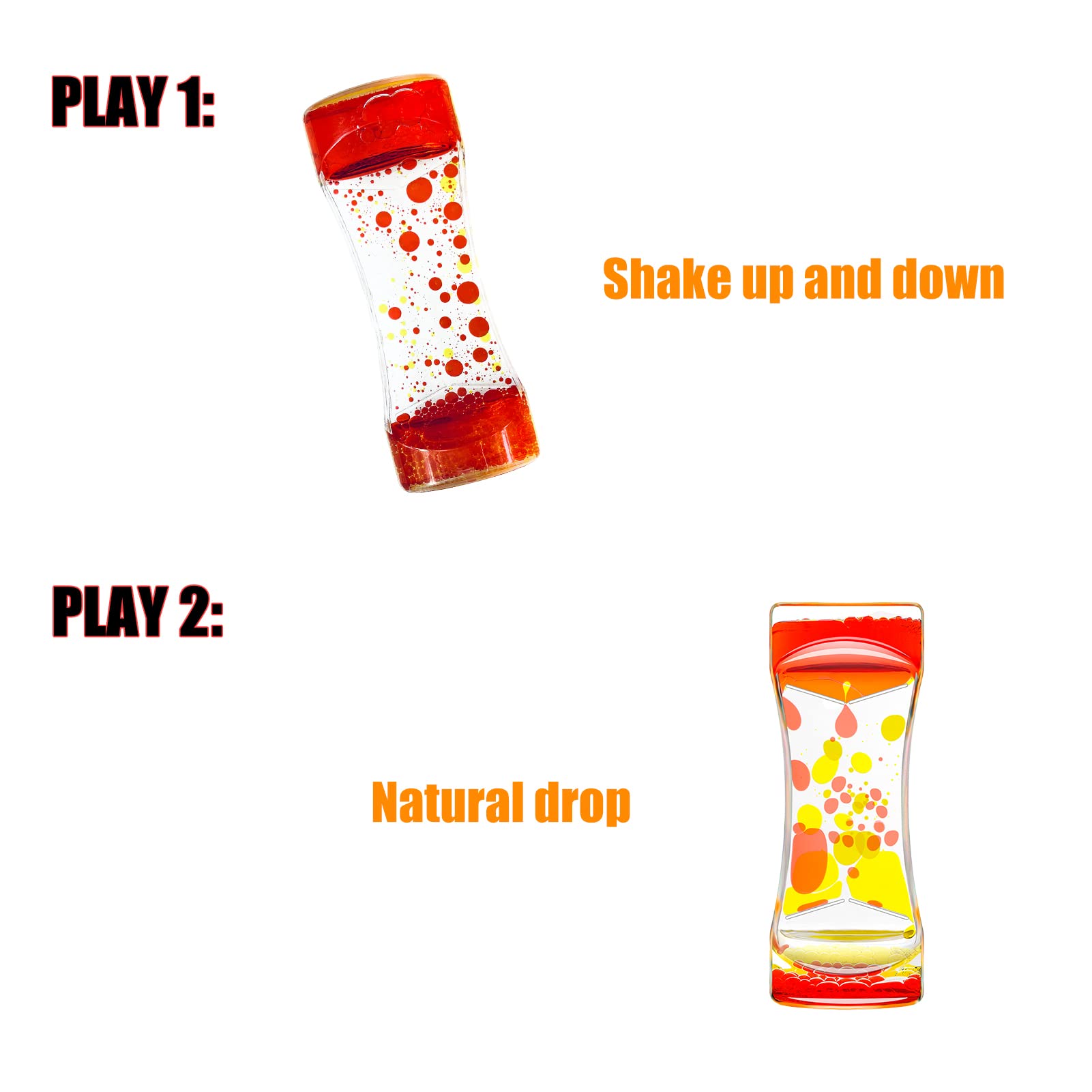 Liquid Motion Bubbler Sensory Timer - Set of 1 | Autism Relaxation Toy, Fidget Oil Drop Water Timer for Stress Relief | Perfect for Home Office Desk, Classroom, or Travel | Great Holiday Stocking Stuffer Gift (Red & Yellow)