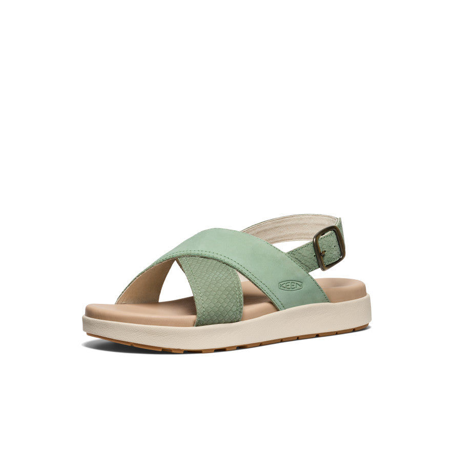 Women's Elle Luxe Cross Strap Sandals - Granite Green | Comfortable Summer Casual Shoes for Beach, Vacation & Outdoor Walking