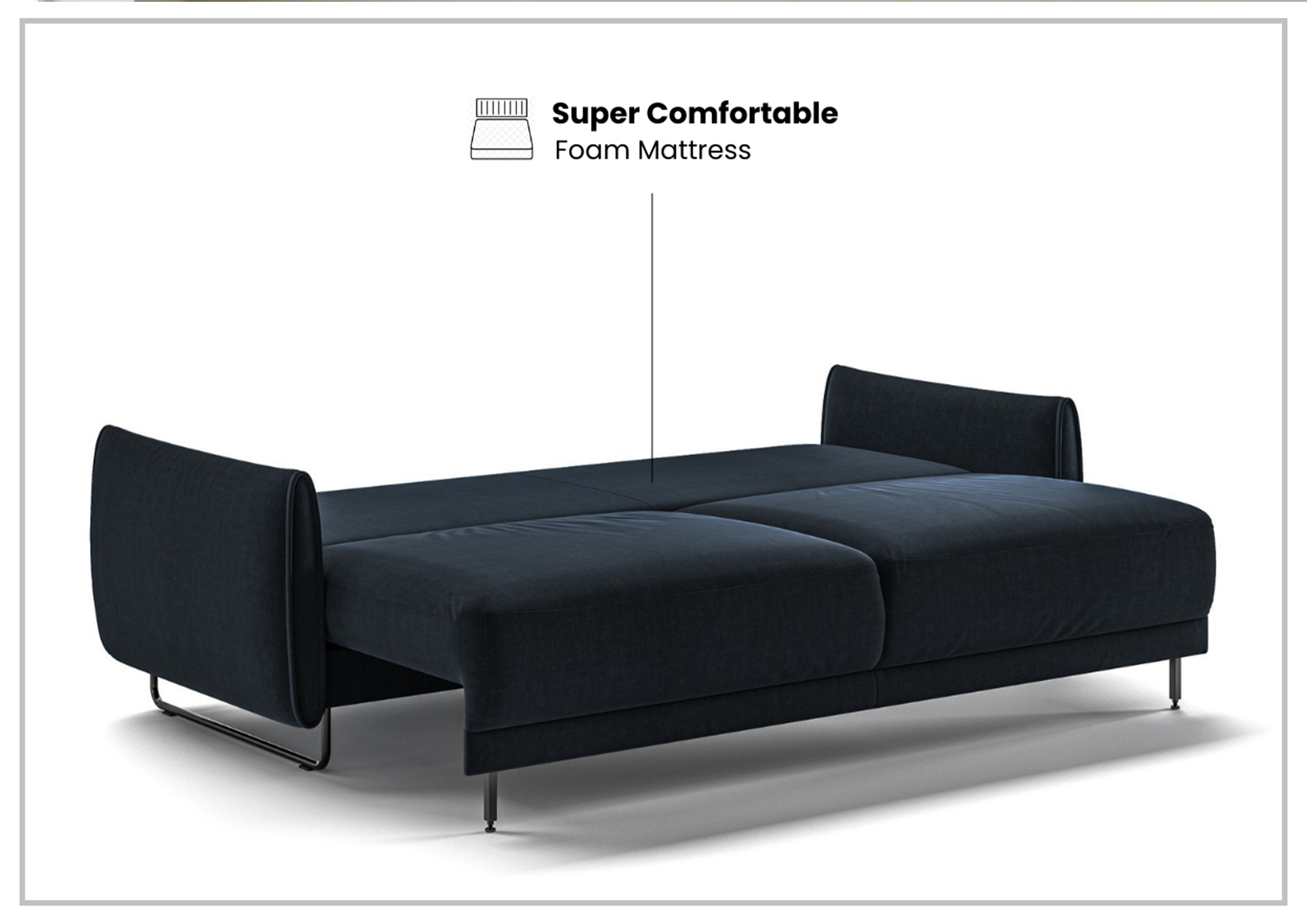 Luonto Dolphin Fabric Full XL Sofa Sleeper with High Black Legs - Convertible Sleeper Sofa for Small Spaces, Guest Room & Living Room Furniture