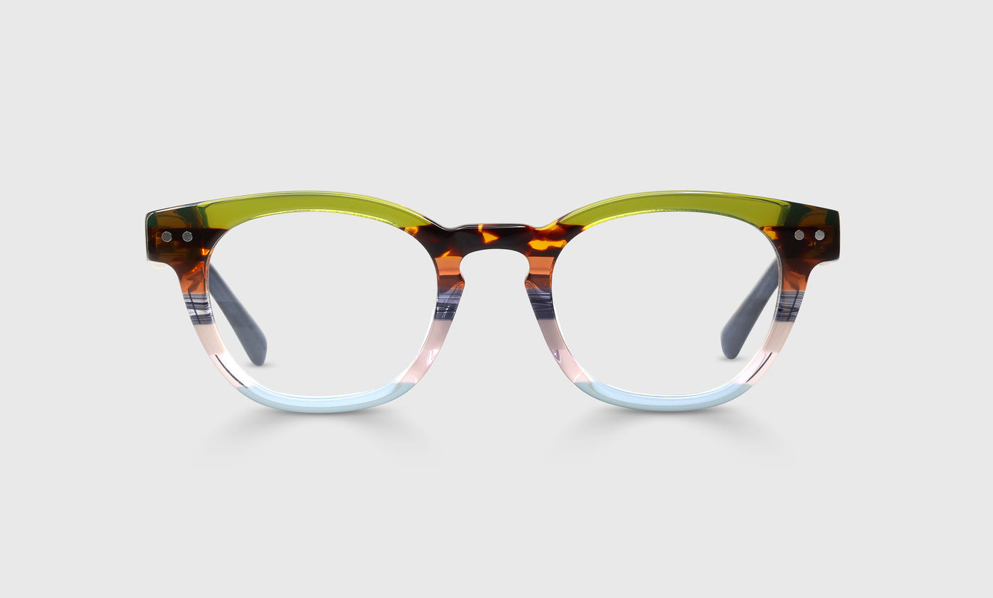 Waylaid Average Color 23 Earth Tone Stripe Front & Blue Grey Temples - Stylish Unisex Sunglasses for Outdoor Activities, Beach, Driving & Fashion Accessories