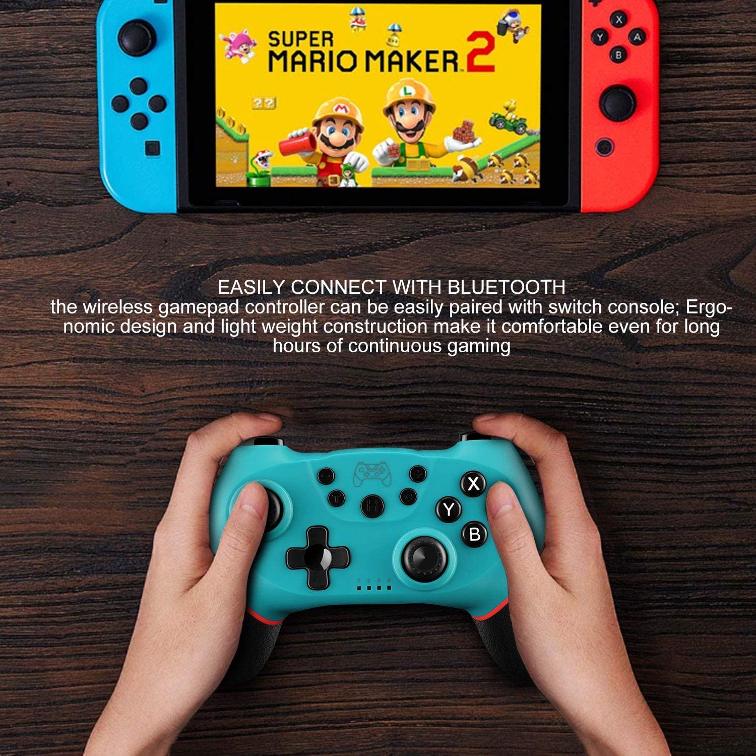 Wireless Pro Controller for Nintendo Switch & Switch Lite - Green Gamepad with Gyro Sensor, Turbo Function & Adjustable Buttons - Perfect for Kids & Adults Gaming at Home or Travel (Green)