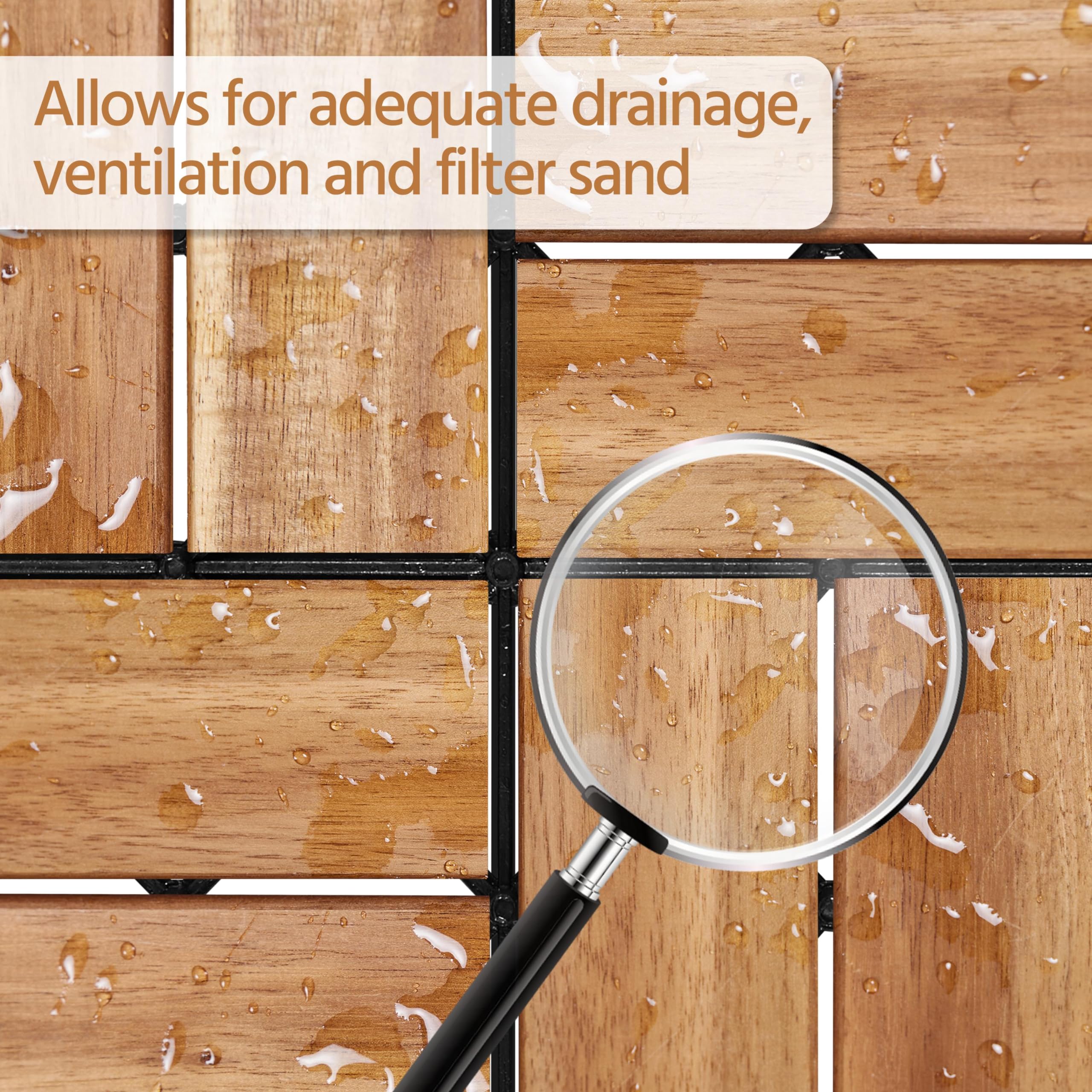 Yaheetech 108-Piece Acacia Hardwood Interlocking Deck Tiles - 12