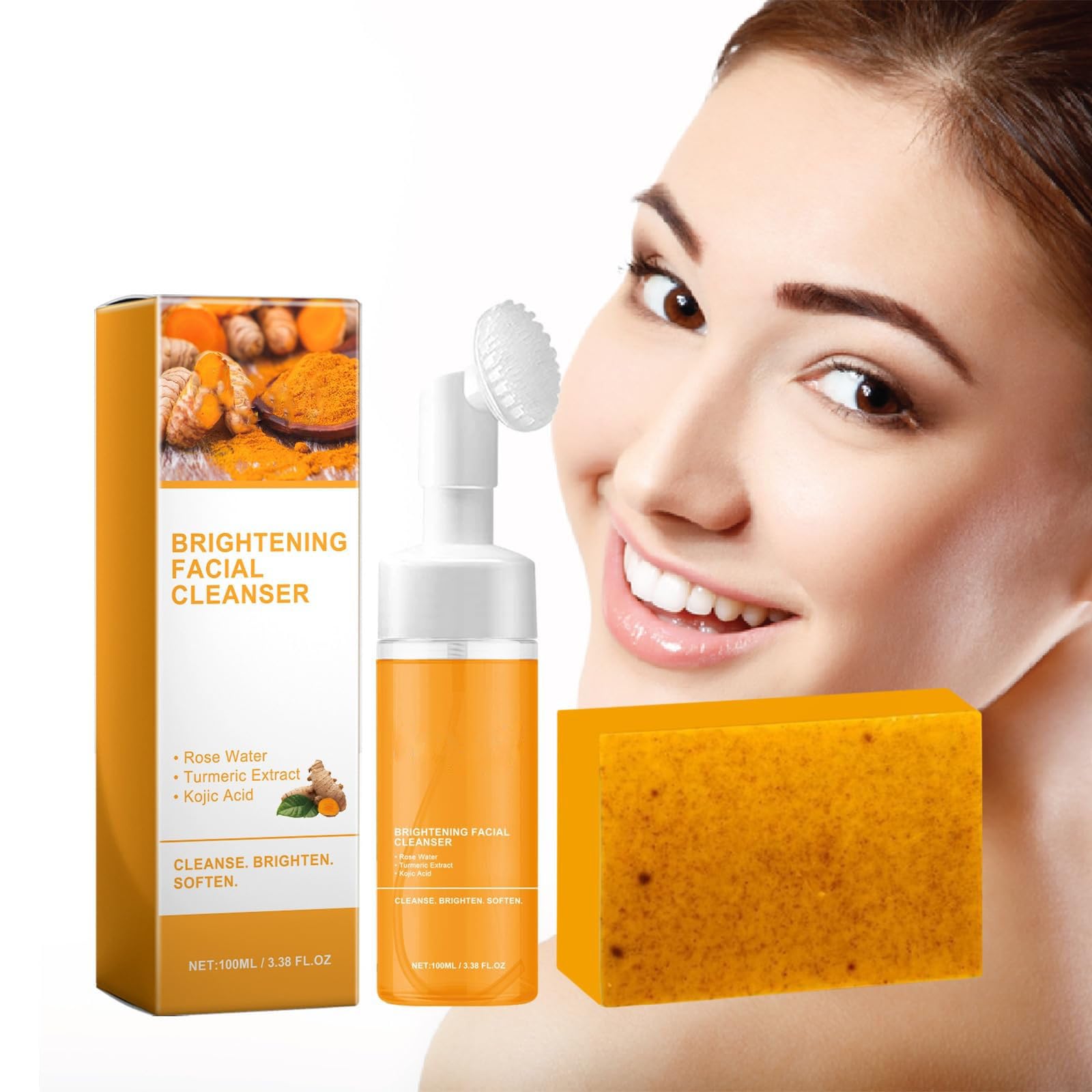 Turmeric Face Wash & Soap Set - Brightening Skincare Combo for Glowing Skin