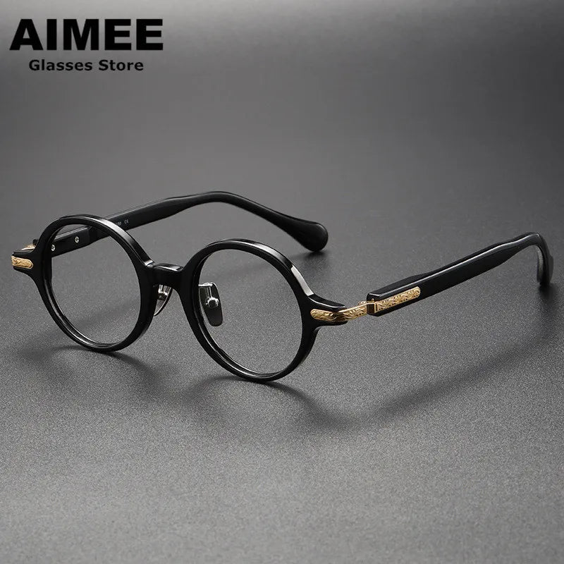 Stylish Aimee Unisex Full Rim Round Titanium Acetate Eyeglasses Frame 980854 - Lightweight & Durable for Work, Reading & Everyday Wear