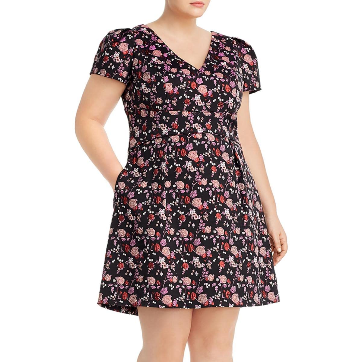 Adrianna Papell Women's Floral Wrap Dress with Ruffle Hem - Elegant Summer Party & Wedding Guest Dress