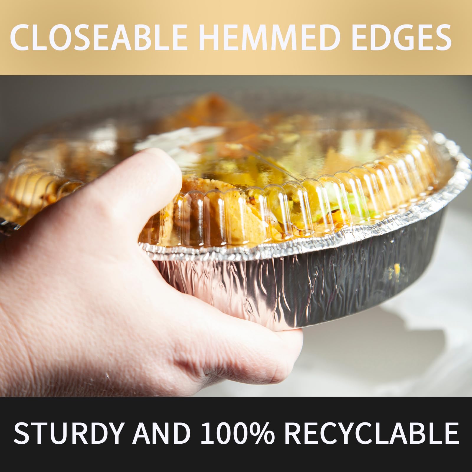 Silver Knight 60-Pack 7-Inch Round Aluminum Foil Pans with Plastic Dome Lids - Disposable Baking Pans for Roasting, Meal Prep, Takeout Containers - Perfect for Parties, Catering & Food Storage
