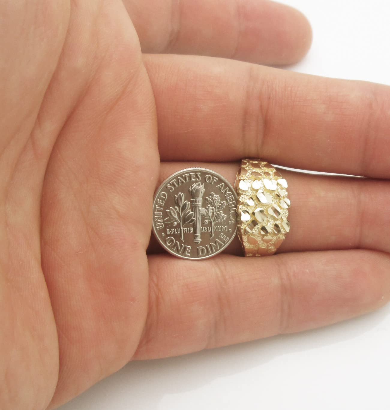 10K Solid Gold Nugget Ring for Women - Thin Minimalist Gold Band Ring - Perfect for Everyday Wear, Stacking Rings & Gift Giving