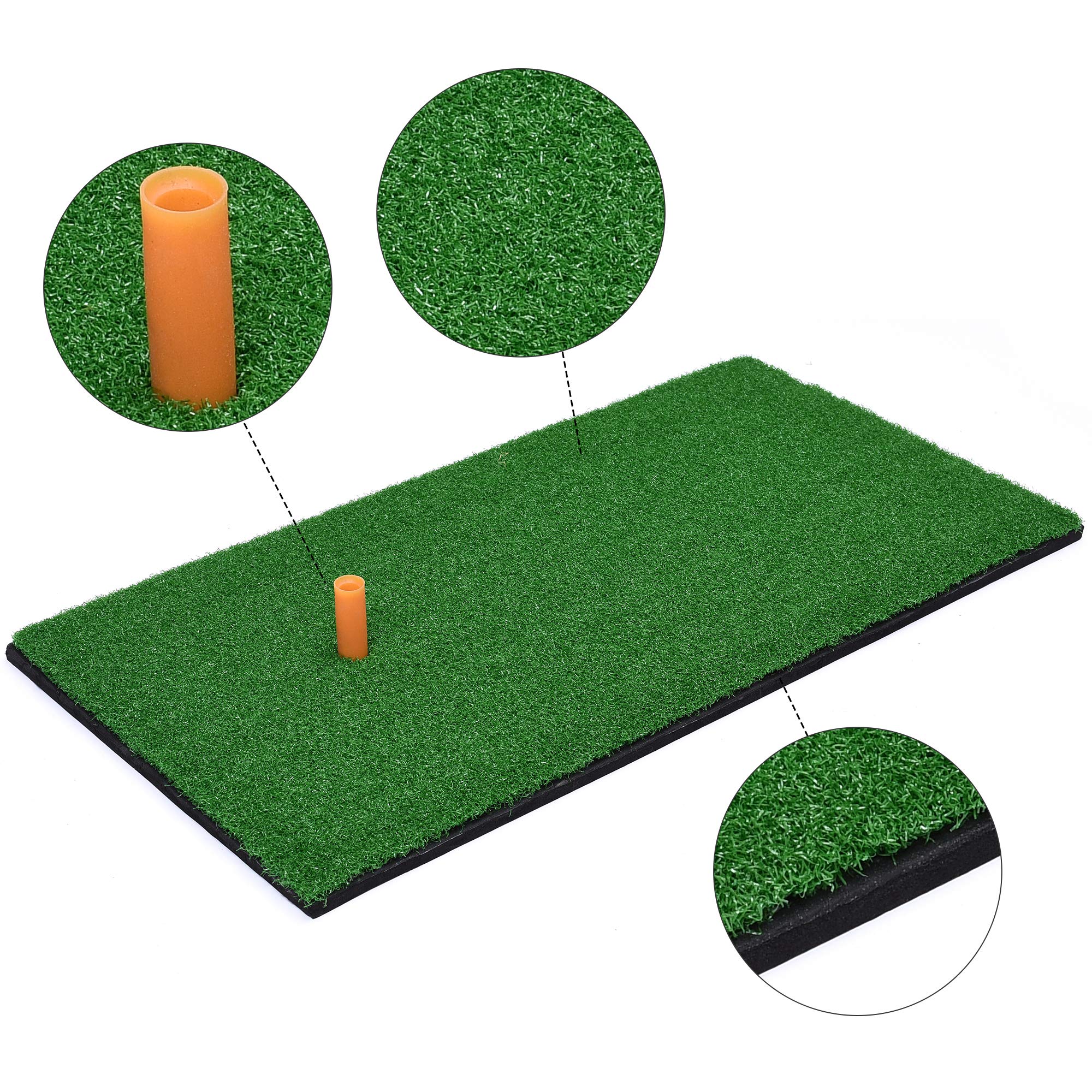 Premium Golf Training Mat - 3 Turf Designs (Fairway, Rough, Green) for Indoor/Outdoor Practice | Perfect for Home, Office & Backyard Use
