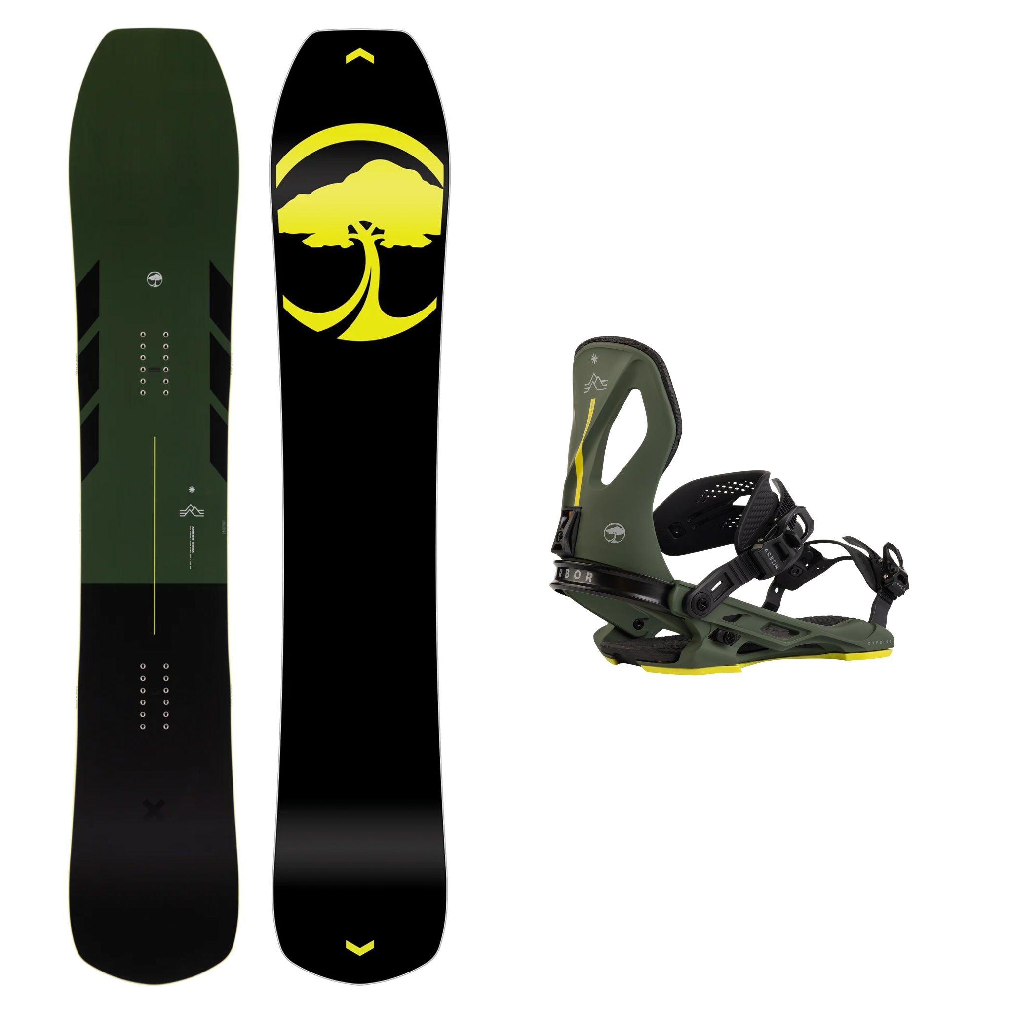 Arbor Coda Camber Snowboard with Arbor Cypress Pat Moore Bindings 2025 - All-Mountain Freestyle Snowboard for Men & Women | Perfect for Powder, Park & Backcountry Riding