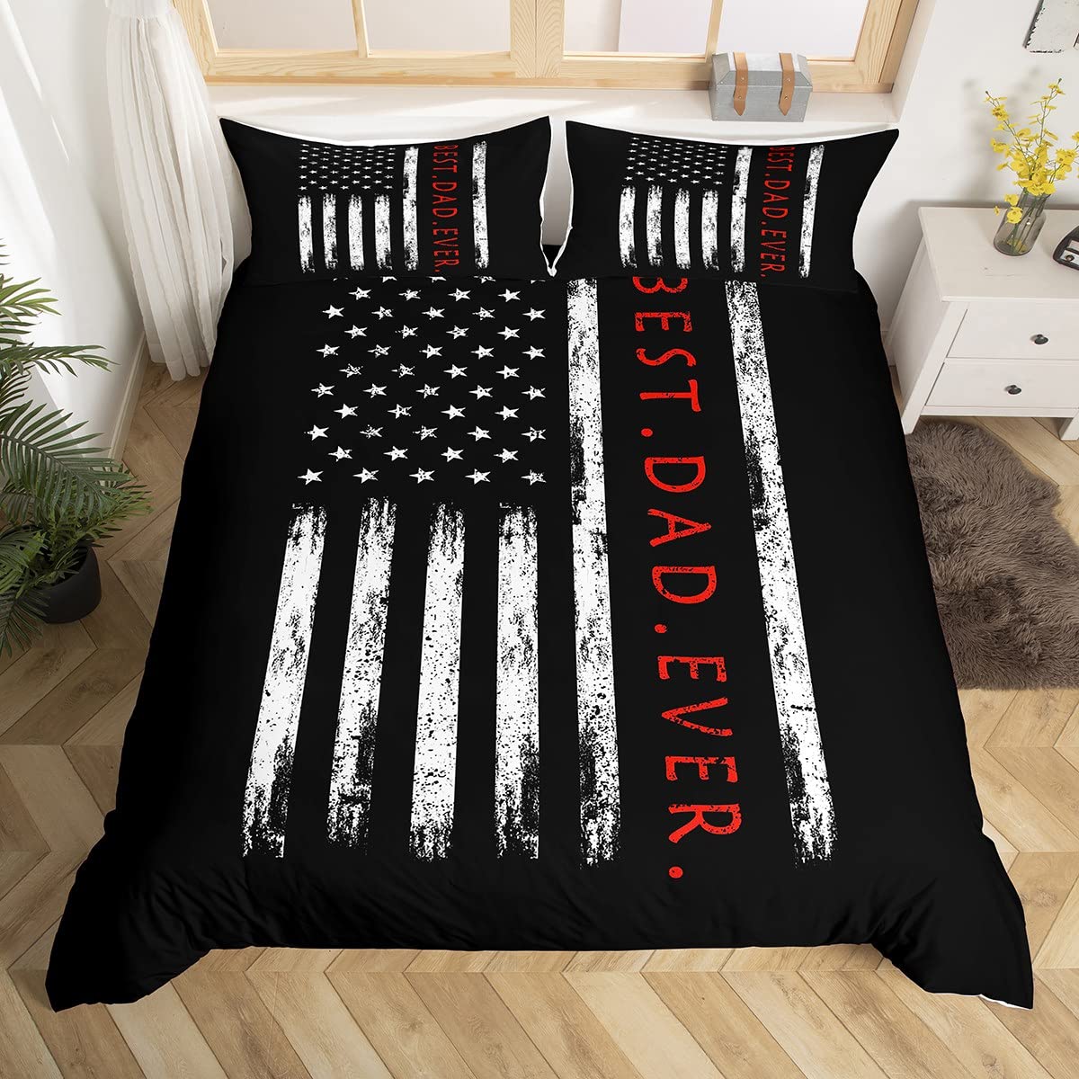 American Flag Print Duvet Cover Set - Ultra Soft Comforter Cover with Zipper Closure, Twin Size for Kids & Adults | Patriotic Bedspread for Home Decor & Gift Giving