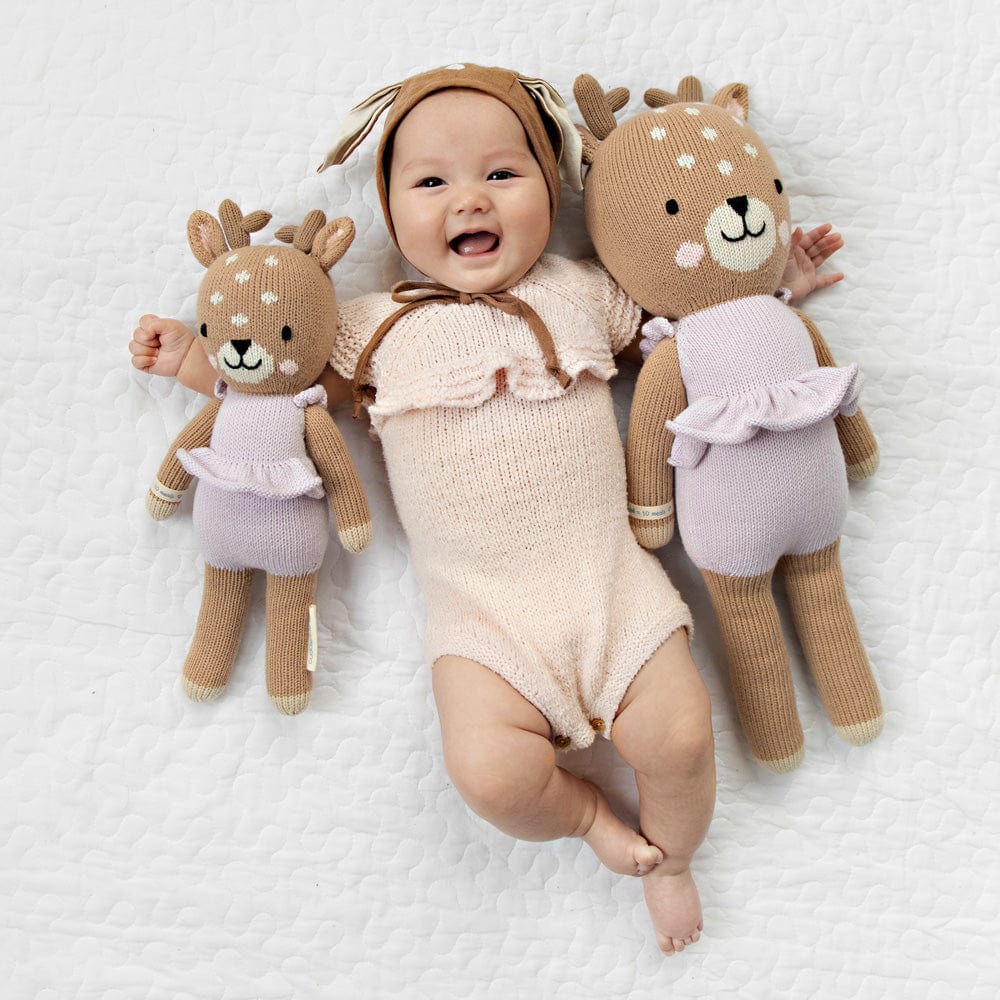 Cuddle+Kind Violet the Fawn Plush Stuffed Animal - Soft Huggable Deer Toy for Kids & Babies | Perfect for Nursery Decor, Gift Giving & Cuddle Time