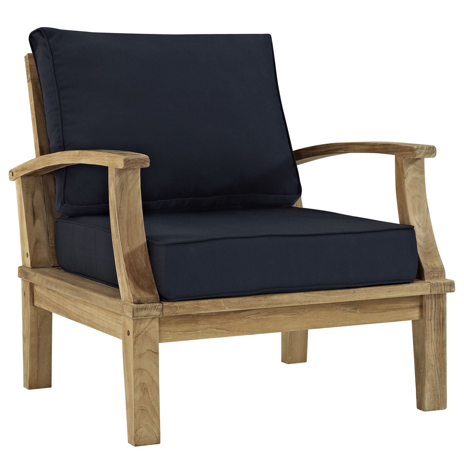 Premium Grade A Teak Wood 8-Piece Outdoor Patio Furniture Set by Modway Marina - Natural Navy Finish for Garden, Poolside & Backyard Relaxation