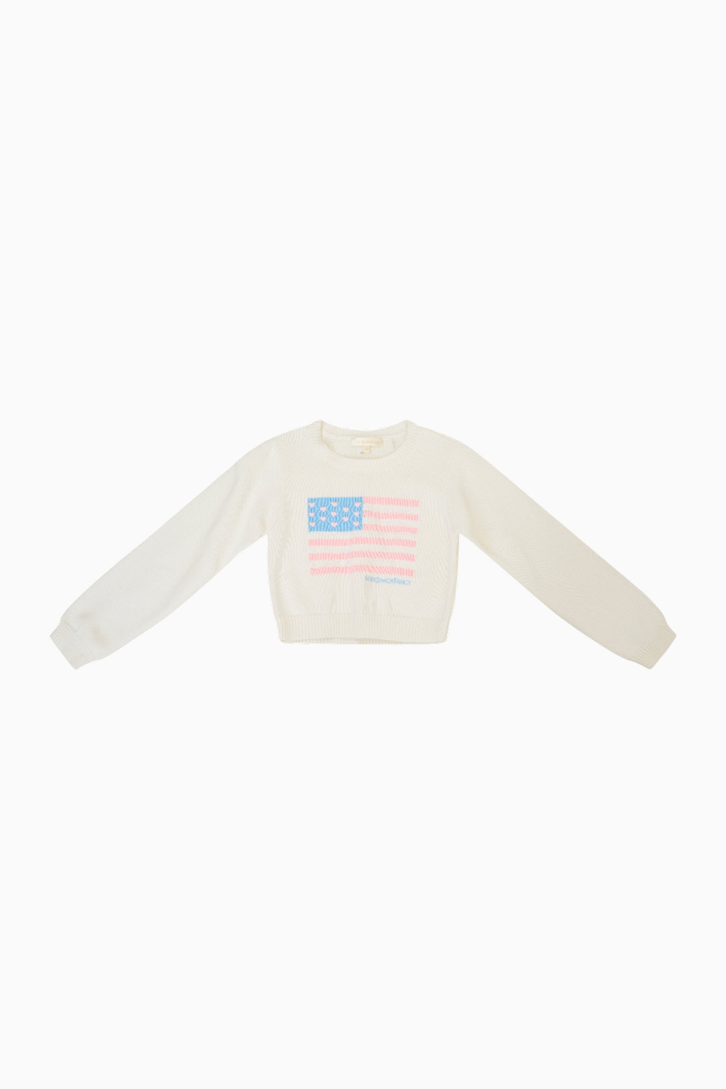Girls Viennetta Cotton Flag Sweater - Soft Ivory Dream Pullover for Kids | Perfect for School, Playdates & Family Outings