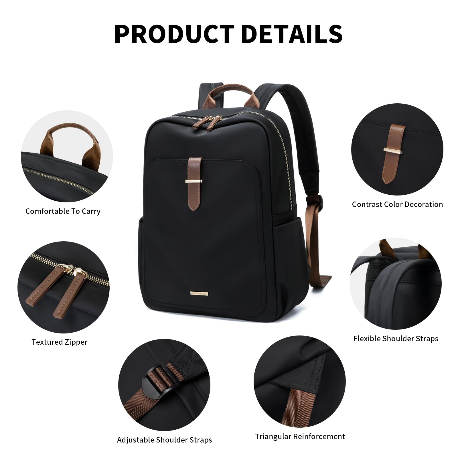 Stylish Women's Laptop Backpack Purse - Fits 16 Inch Notebook, Water-Resistant Casual Daypack for Work, Travel & College - Fashionable Computer Bag (Black) | Perfect for Commuting, Business Trips & Campus Life