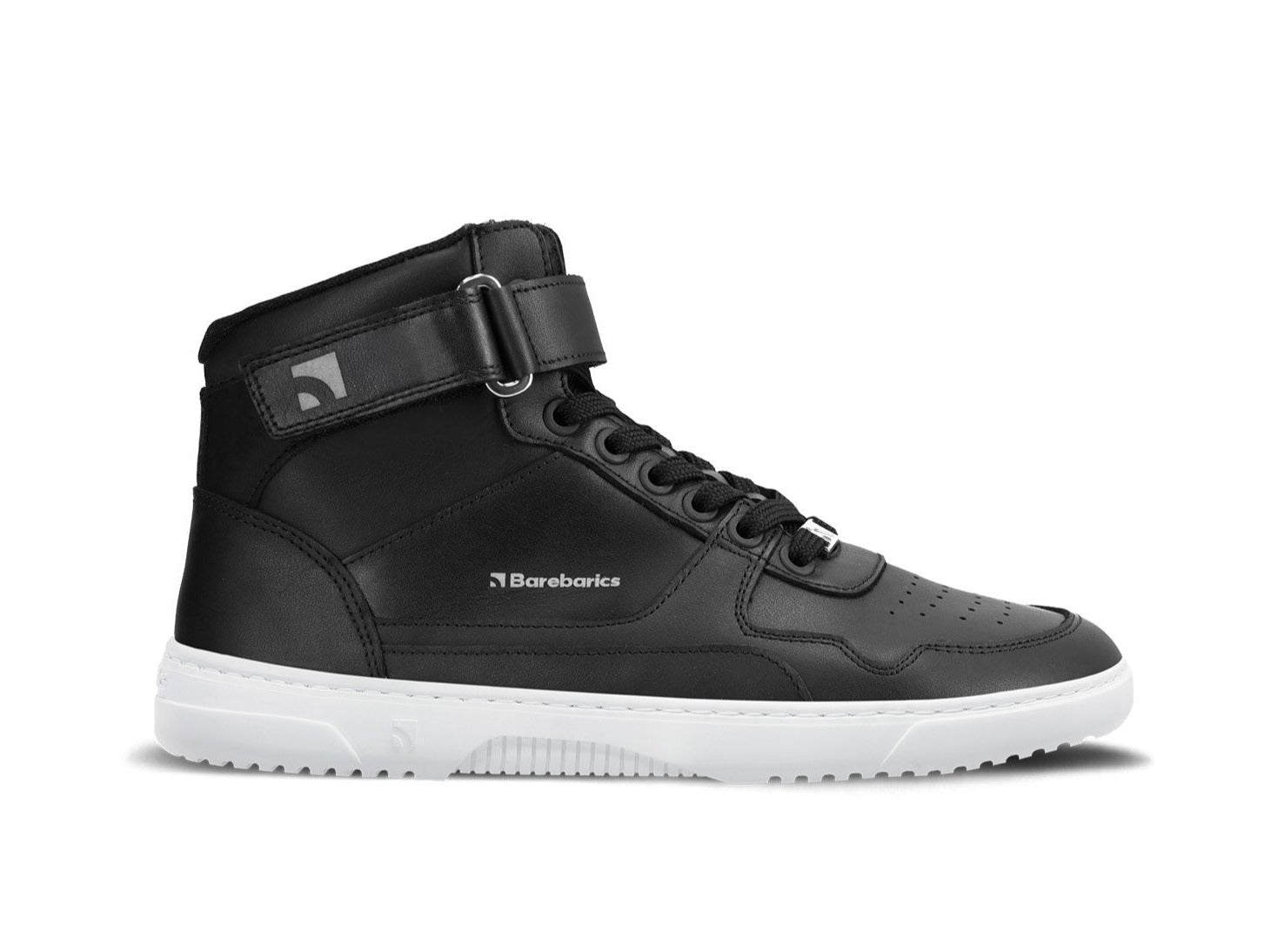 Barefoot Sneakers Barebarics Zing High Top - Black & White Leather Minimalist Shoes for Men & Women | Comfortable & Flexible for Running, Gym & Everyday Wear [CLEARANCE]