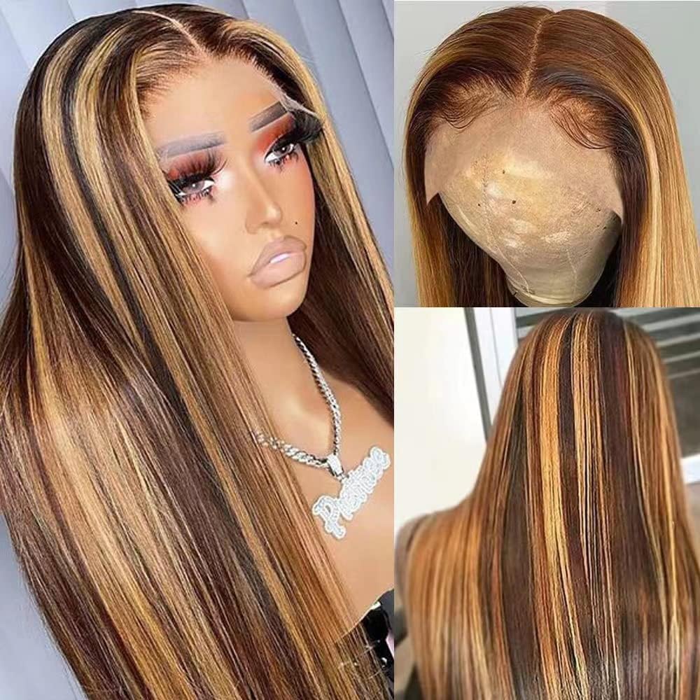Dark Brown Chocolate Straight Wave Human Hair Wig - 200% Density, Pre Plucked, Pre Cut Lace Closure, Glueless with Elastic Band (P4/30) - Perfect for Daily Wear, Cosplay, and Special Occasions