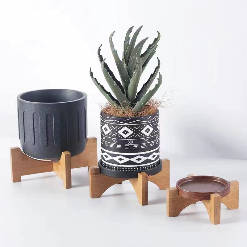 Rustic Wood Plant Stand - Cross Shape Flower Pot Holder Rack for Indoor & Outdoor Plants | Beige Stool Riser for Living Room, Garden, Patio, Balcony | Perfect for Displaying Succulents, Herbs & Decorative Plants