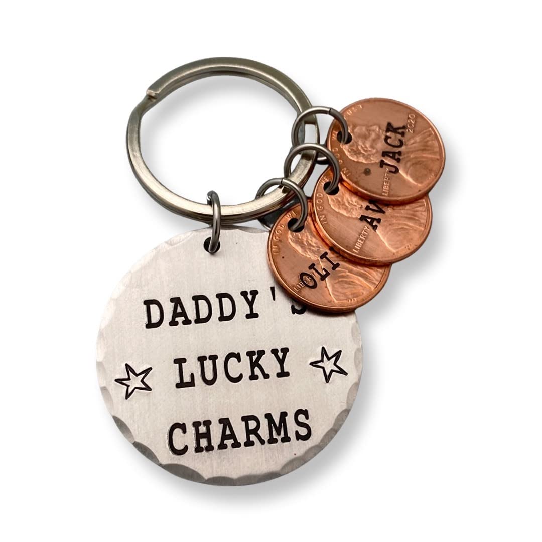 Personalized Daddy Keychain - Custom Name Keychain for Father's Day, Lucky Penny Keychain Gift for Husband, Dad & Grandfather - Perfect for Car Keys, House Keys & Special Occasions
