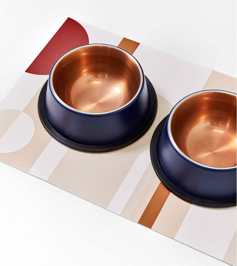 BRKLZ Navy Blue Pet Food Bowl - Durable Non-Slip Dog & Cat Feeding Dish for Small to Medium Pets - Perfect for Home, Travel & Outdoor Use