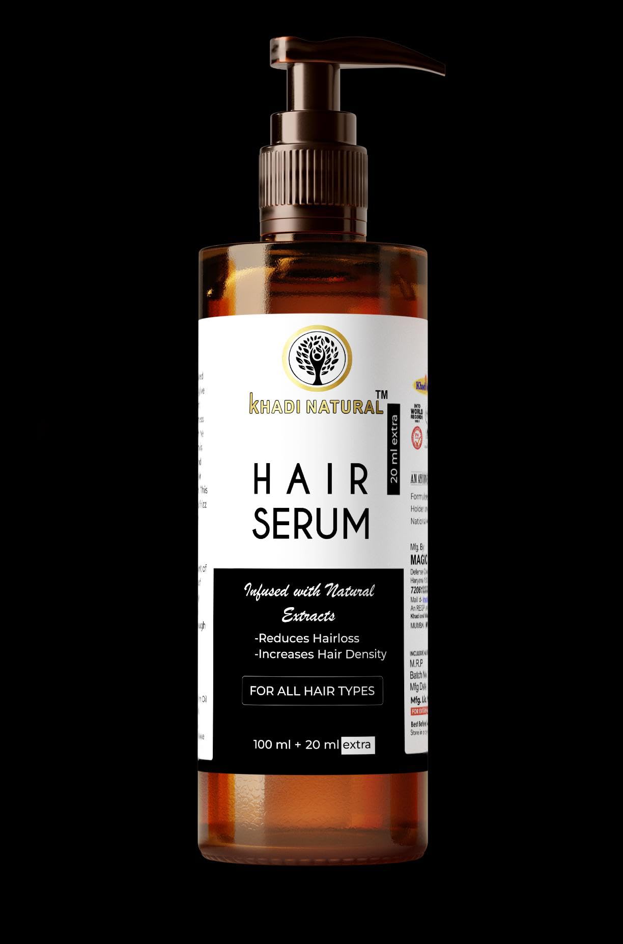 Khadi Natural Hair Serum 120ML - Organic Nourishing & Shine-Enhancing Formula for Silky Smooth Hair | Reduces Frizz & Split Ends | Perfect for Daily Hair Care & Styling