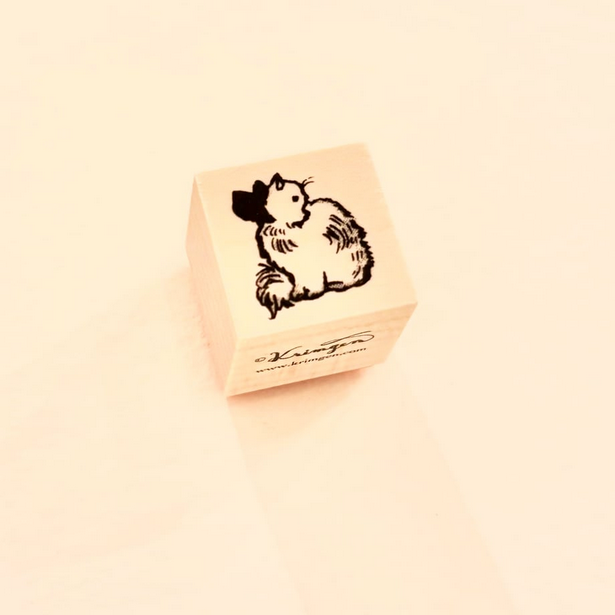 Krimgen Wooden Rubber Stamp - Cat Design for DIY Crafts, Scrapbooking & Card Making | High-Quality Handmade Stamp for Artists & Crafters