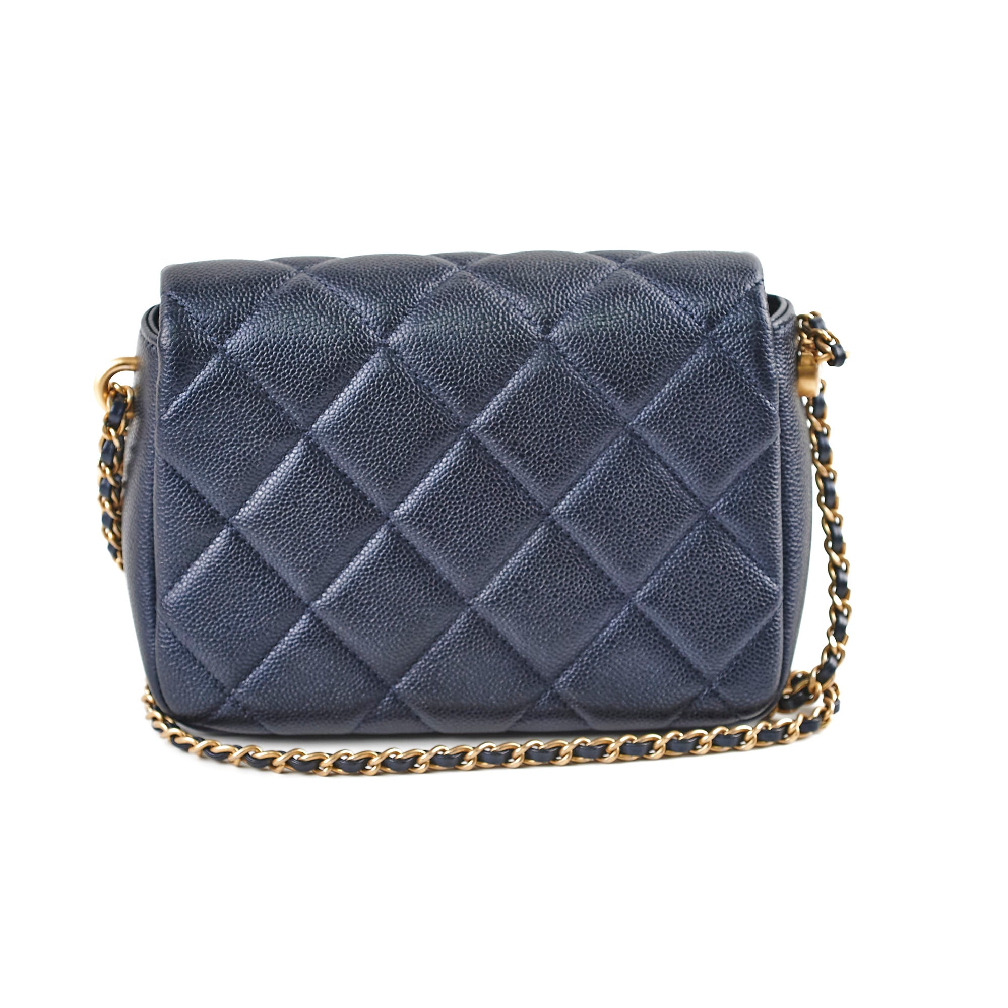 Chanel Seasonal Square Flap Bag Iridescent Black Caviar Leather with Microchip - Perfect for Evening Parties & Luxury Fashion Events