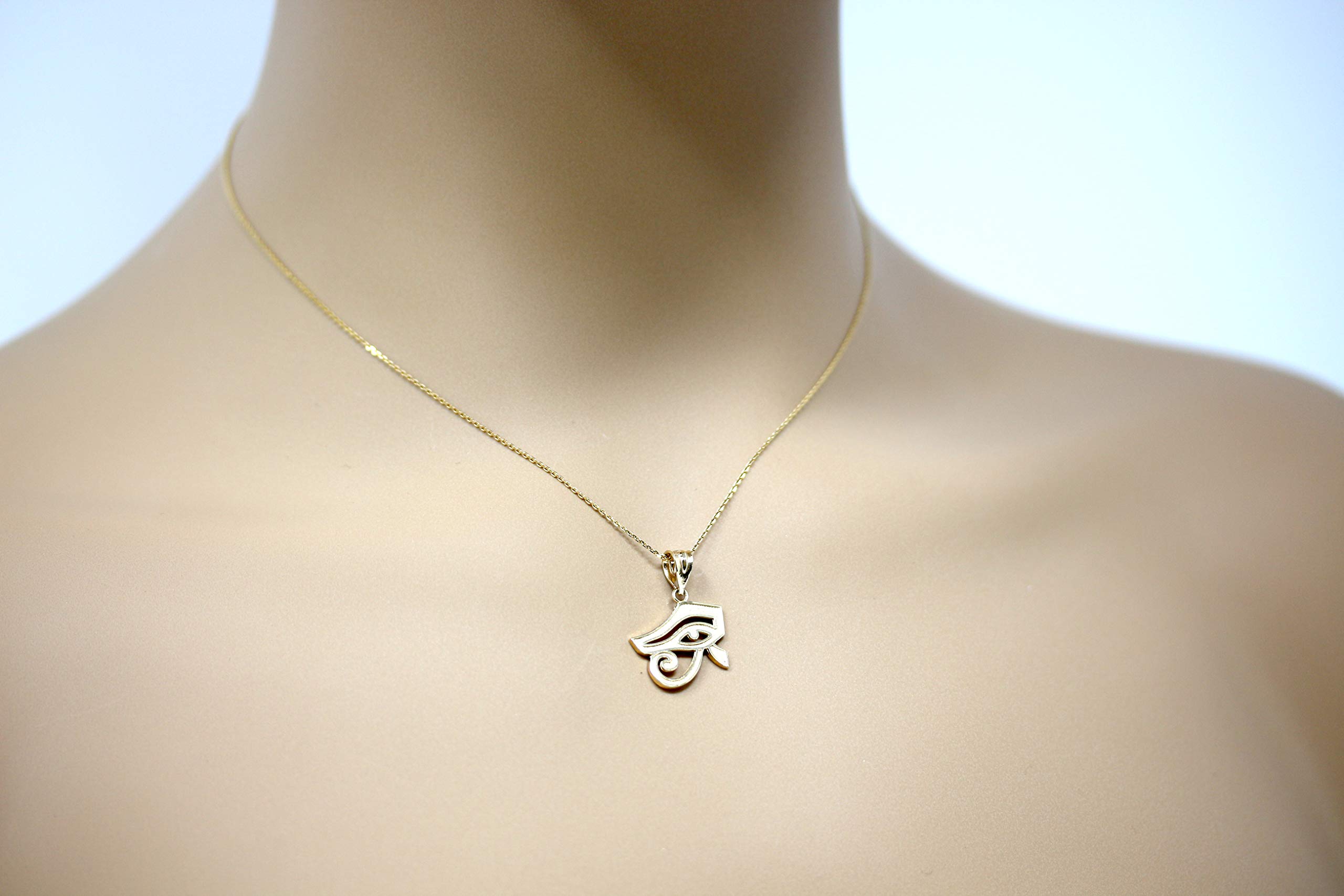 10k Gold Egyptian Eye of Horus Charm Pendant Necklace - Ancient Egyptian Protection Amulet Jewelry for Women & Men - Perfect for Spiritual Protection, Gift Giving & Fashion Accessories