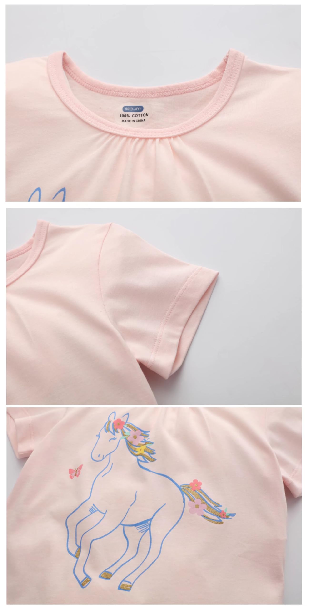 **Girls' Short Sleeve Cotton T-Shirts for Toddlers & Kids (2-7 Years) - Soft Summer Tops for Playtime, School & Outdoor Activities**
