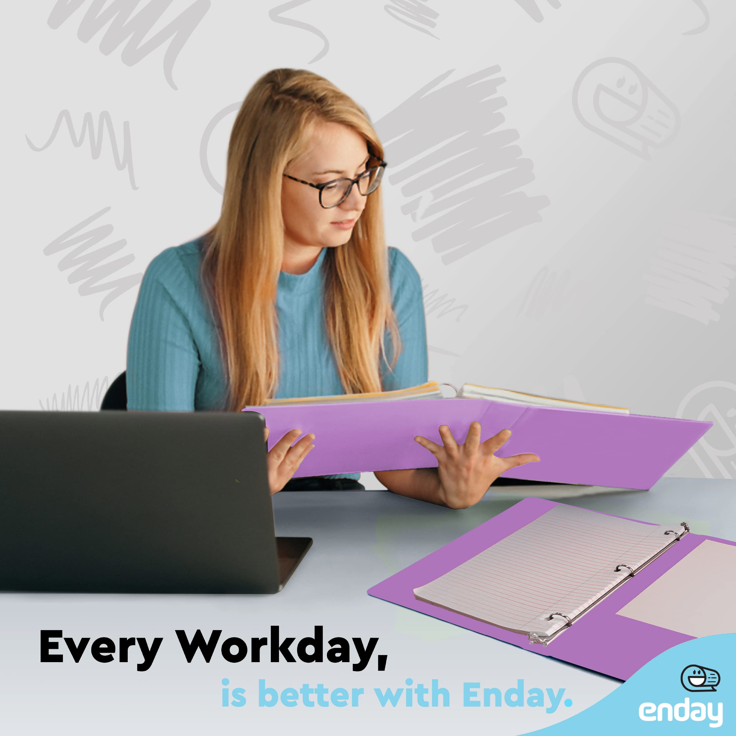 ½ Inch 3-Ring Binder - Purple Clear View Cover with Pockets (2-Pack) for School & Office