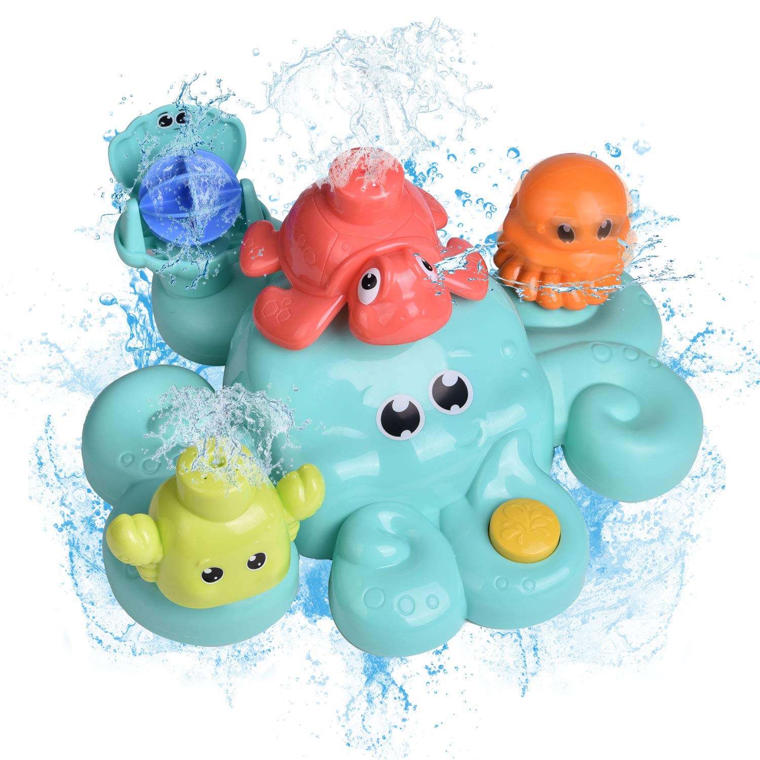 5-Piece FUN LITTLE TOYS Bath Tub Set for Toddlers - Water Spraying Bath Toys for Kids, Perfect Gift for Boys & Girls - Ideal for Bathtime Play & Sensory Development