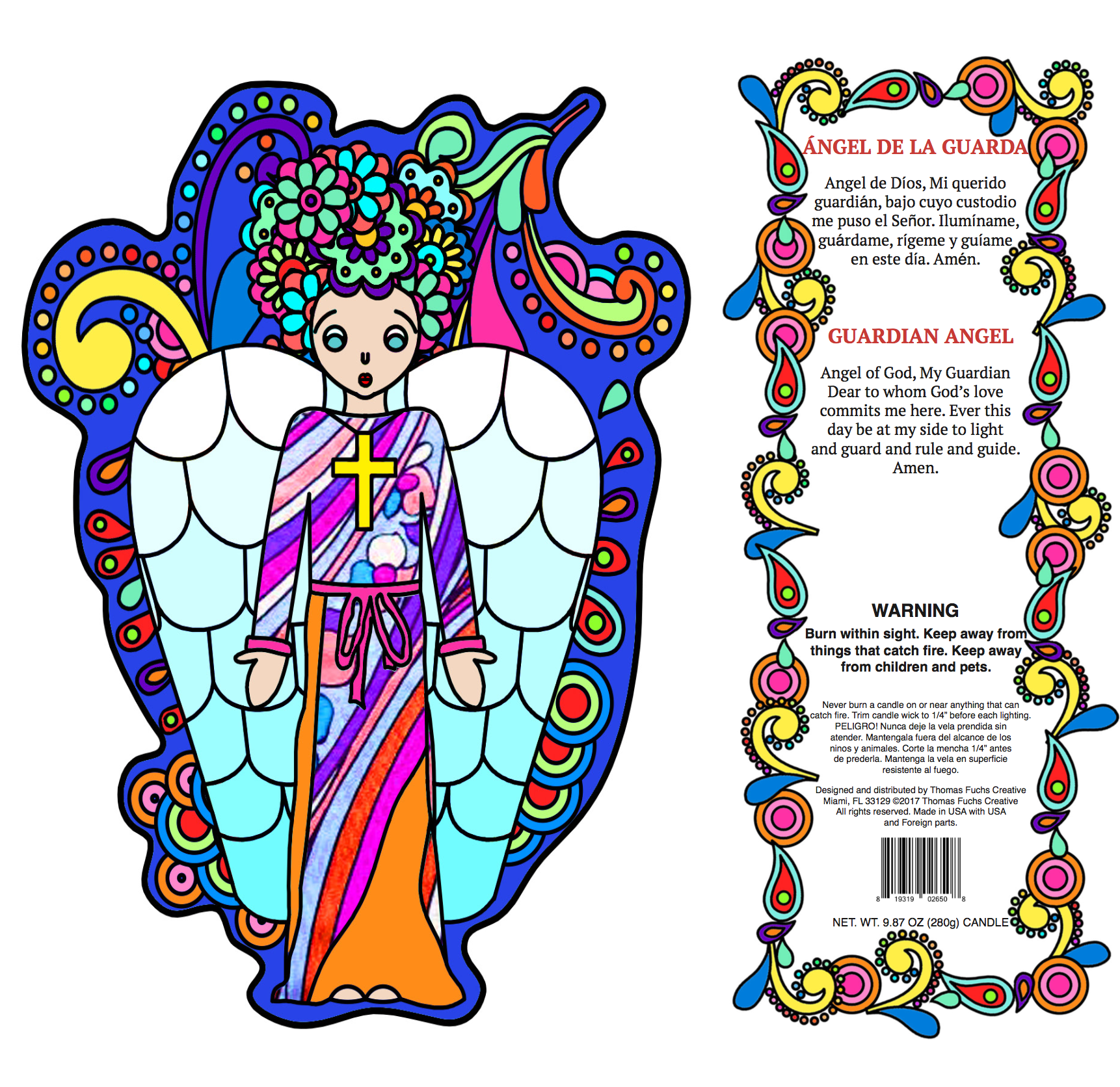 Guardian Angel Candle - Vibrant Pop Art Scented Candle for Home Decor, Gifts & Spiritual Healing | Perfect for Meditation, Prayer & Relaxation