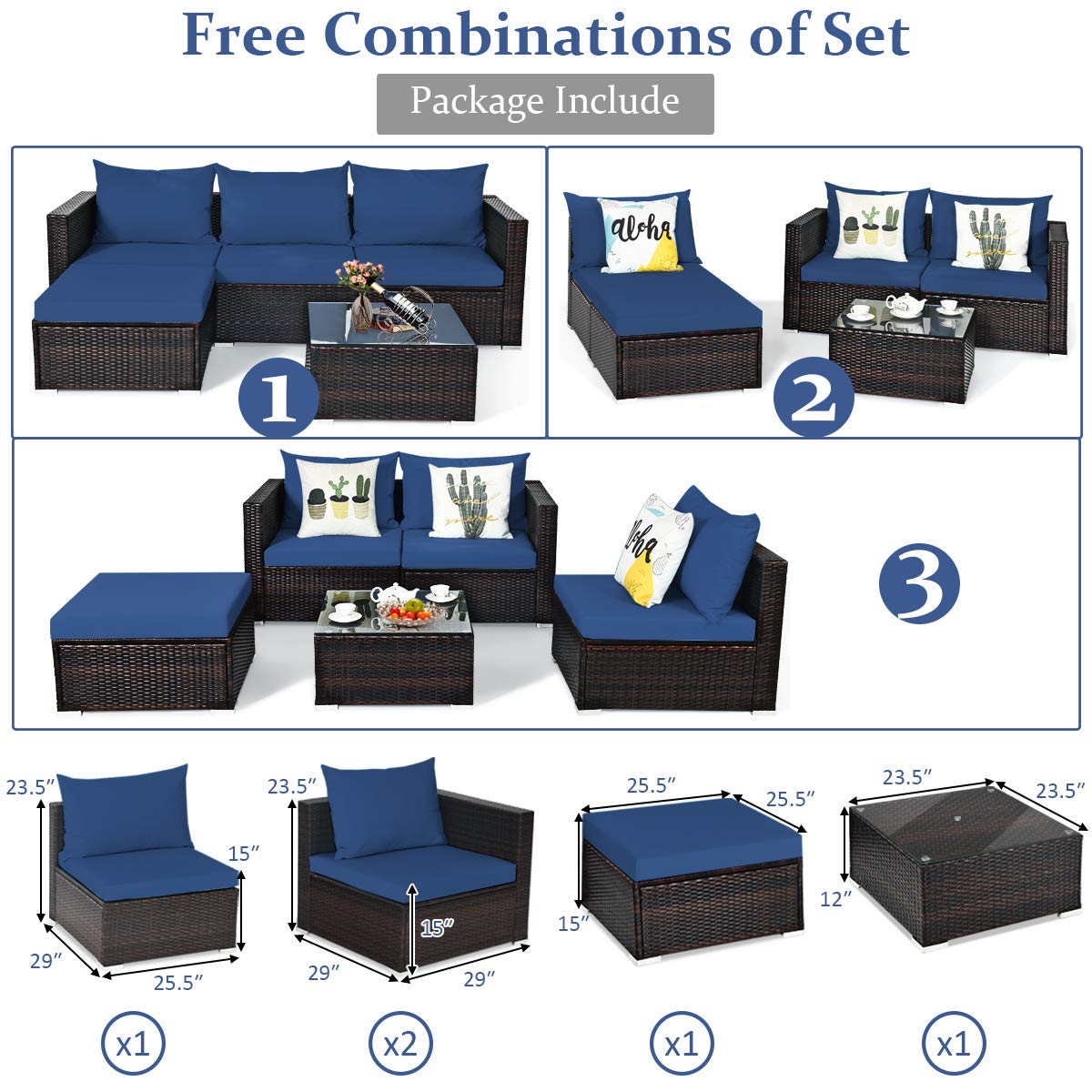 **Tangkula 5-Piece Outdoor Patio Furniture Set - Durable Wicker Sectional Sofa with Glass Top Coffee Table, 360 lb Weight Capacity - Perfect for Garden, Poolside, Porch, and Backyard Relaxation**