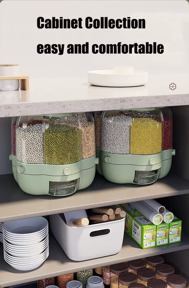 8kg Rice Dispenser Plastic Food Storage Container with Lid - Moisture Proof Cereal & Grain Storage Bucket for Kitchen, Pantry Organization (Great for Rice, Flour, Pasta, Beans)